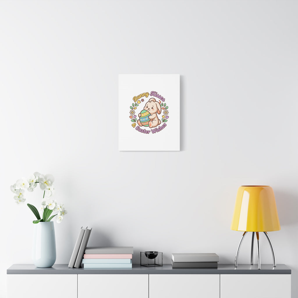 Bunny Kisses Easter Wishes Canvas | Easter Bunny Aesthetic, Pastel Spring