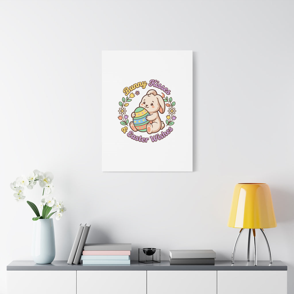 Bunny Kisses Easter Wishes Canvas | Easter Bunny Aesthetic, Pastel Spring