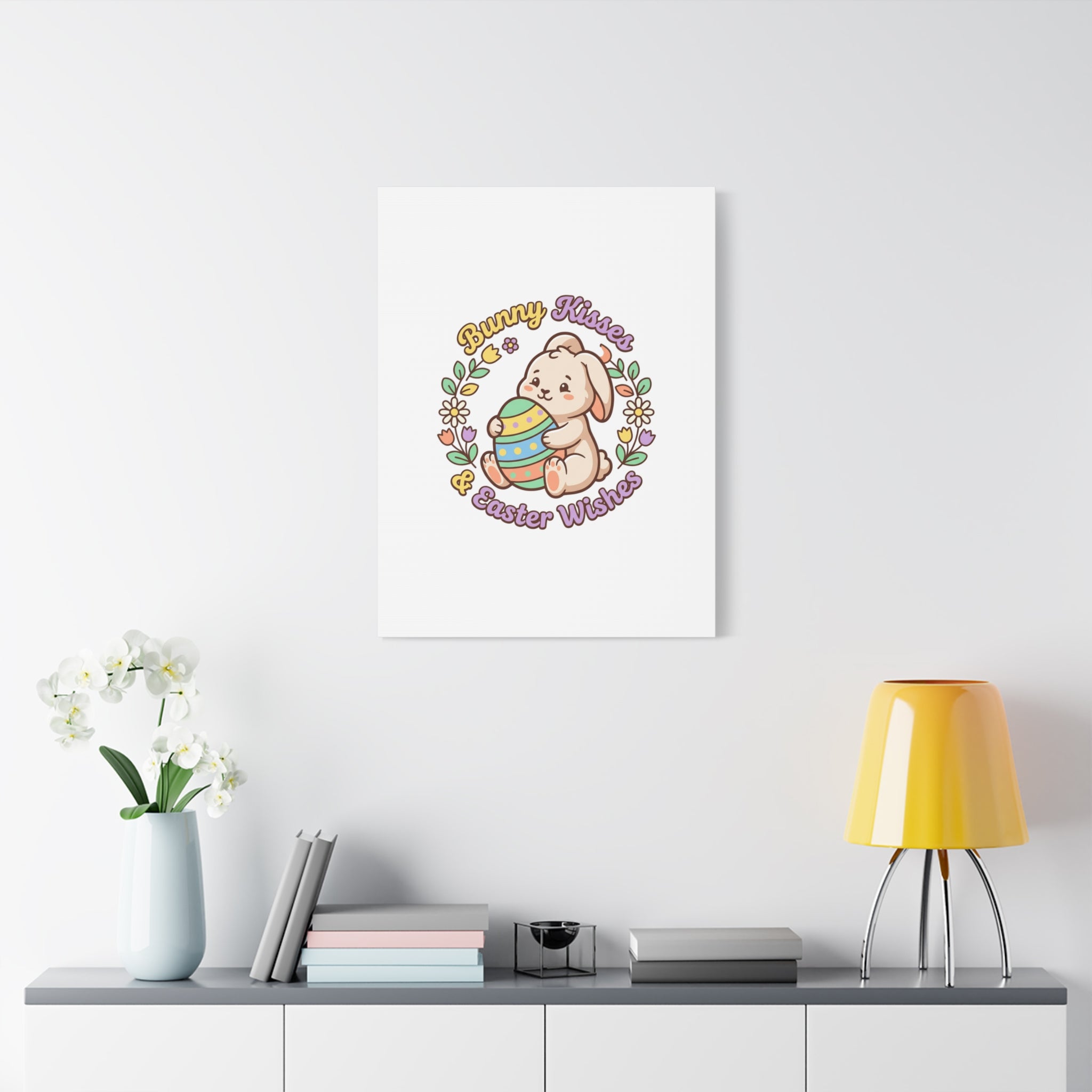 Bunny Kisses Easter Wishes Canvas | Easter Bunny Aesthetic, Pastel Spring