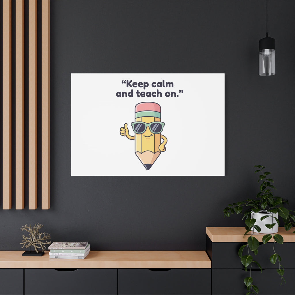 Keep Calm and Teach On Pencil Canvas, Teacher Appreciation, Teacher Life