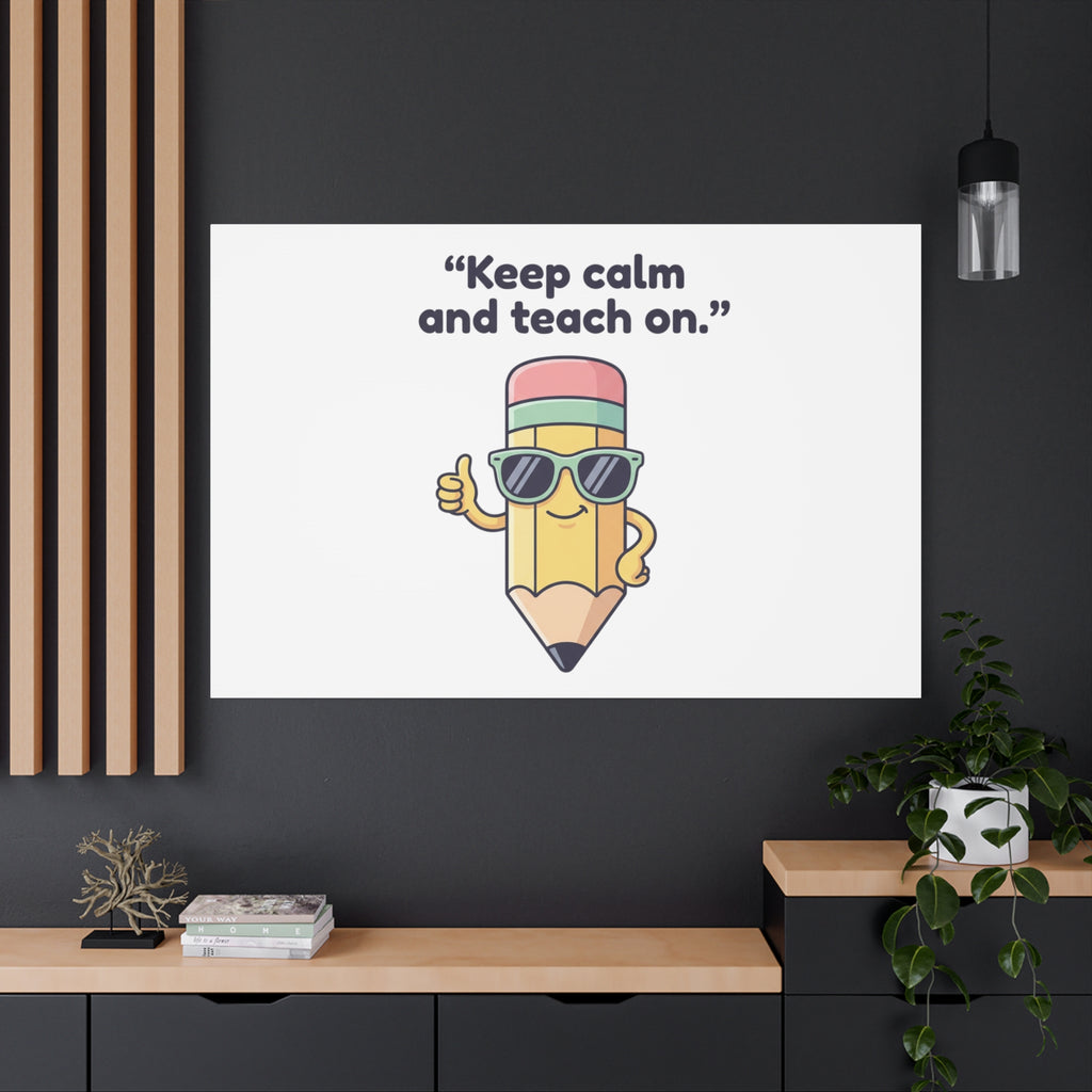 Keep Calm and Teach On Pencil Canvas, Teacher Appreciation, Teacher Life