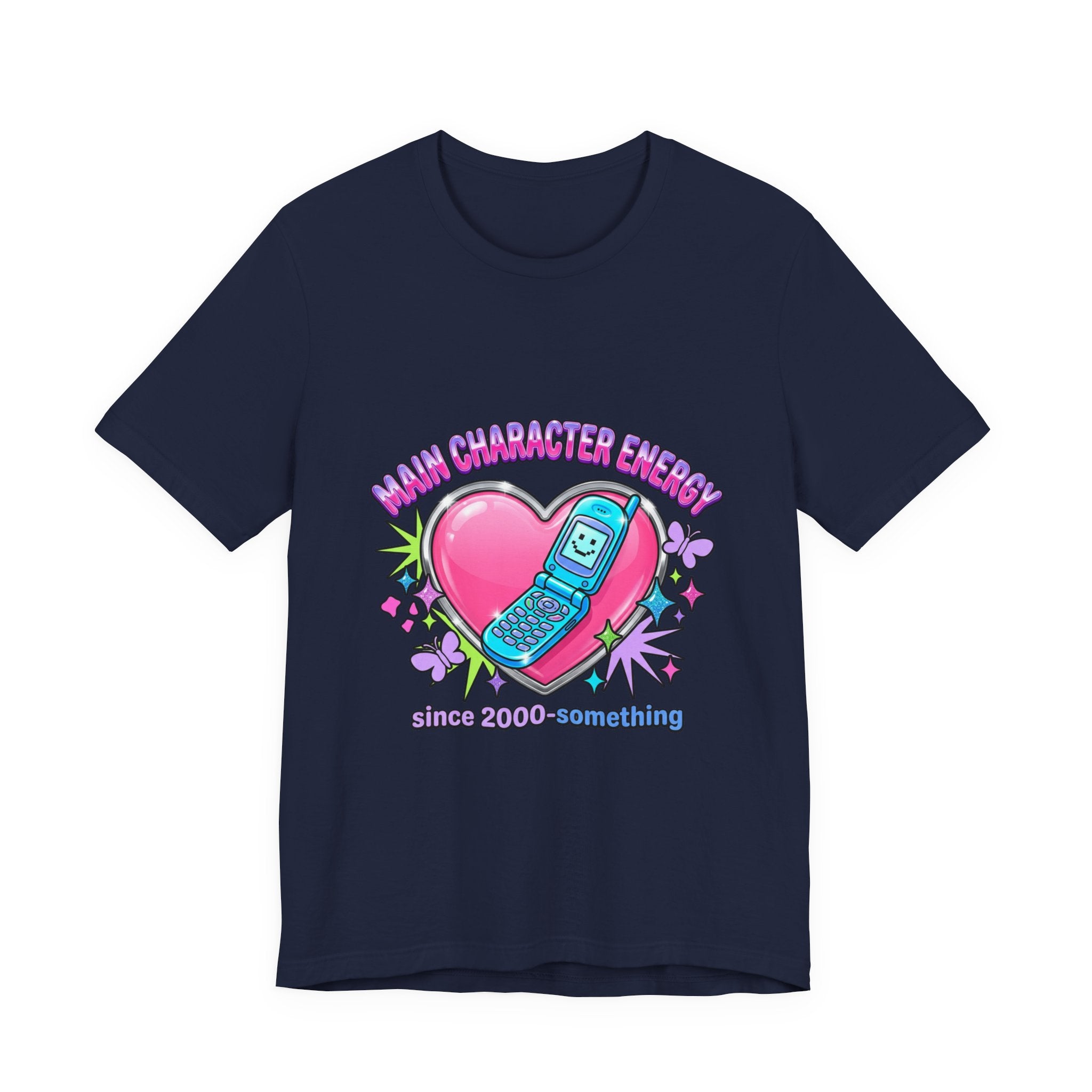 Y2K Flip Phone Heart Graphic Tee | 2000s Aesthetic, Retro Internet Shirt