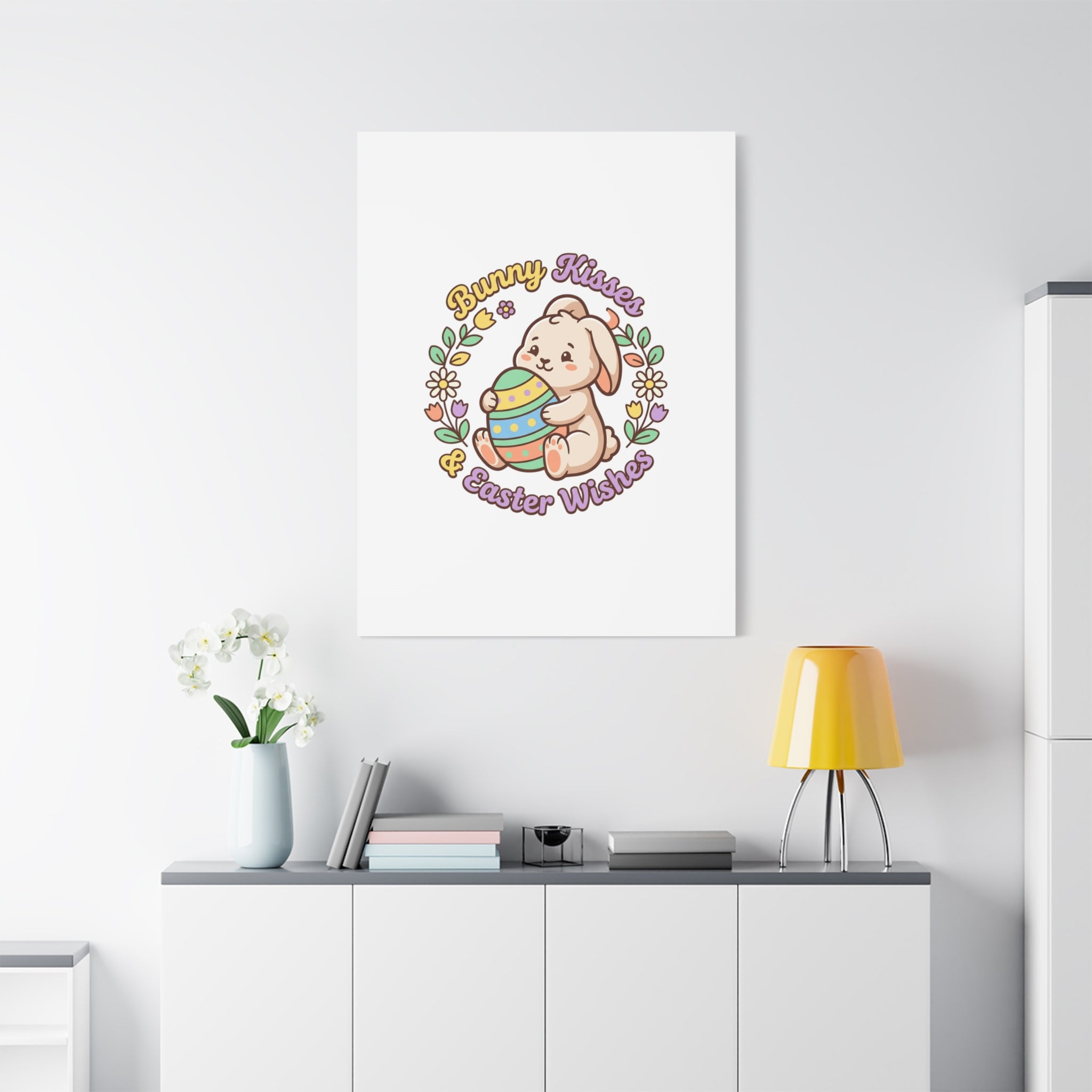 Bunny Kisses Easter Wishes Canvas | Easter Bunny Aesthetic, Pastel Spring