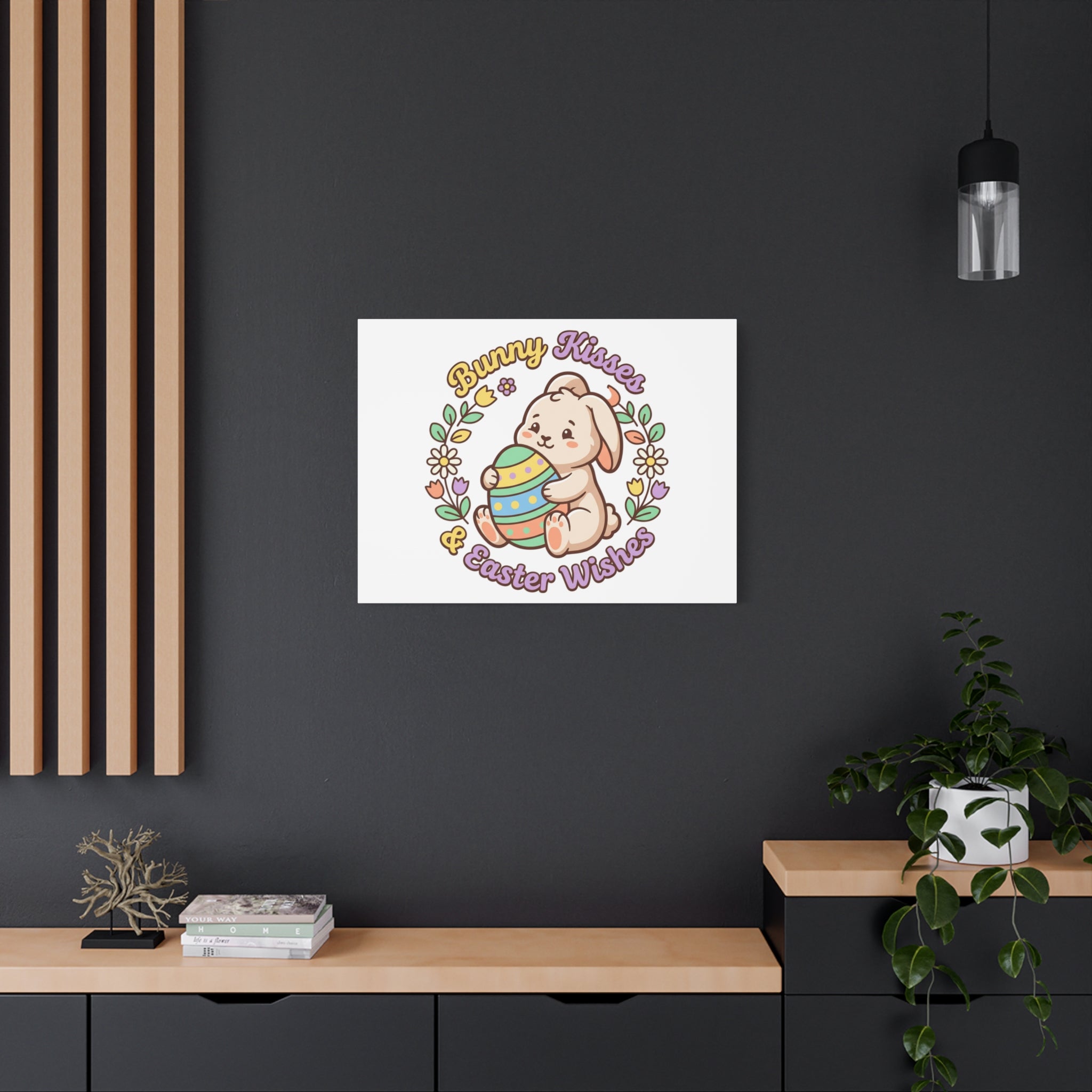 Bunny Kisses Easter Wishes Canvas | Easter Bunny Aesthetic, Pastel Spring