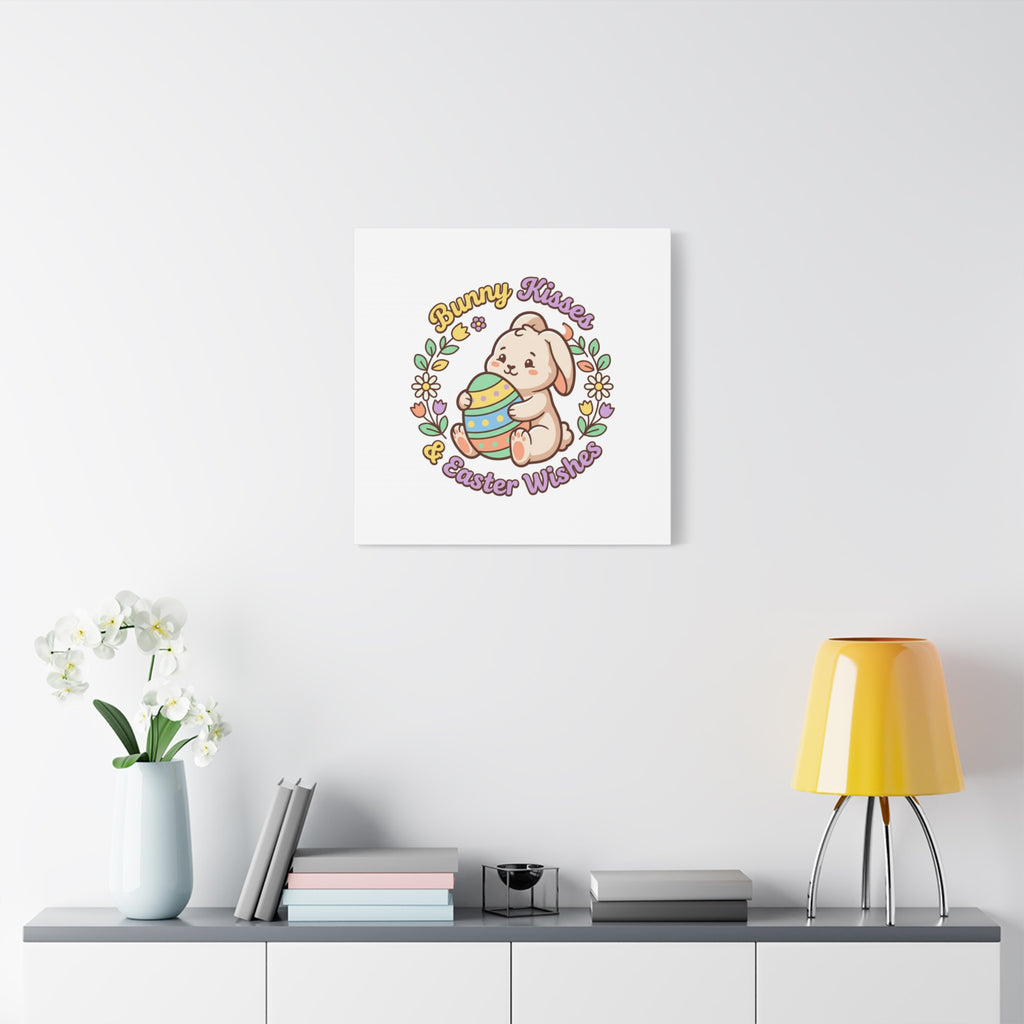Bunny Kisses Easter Wishes Canvas | Easter Bunny Aesthetic, Pastel Spring