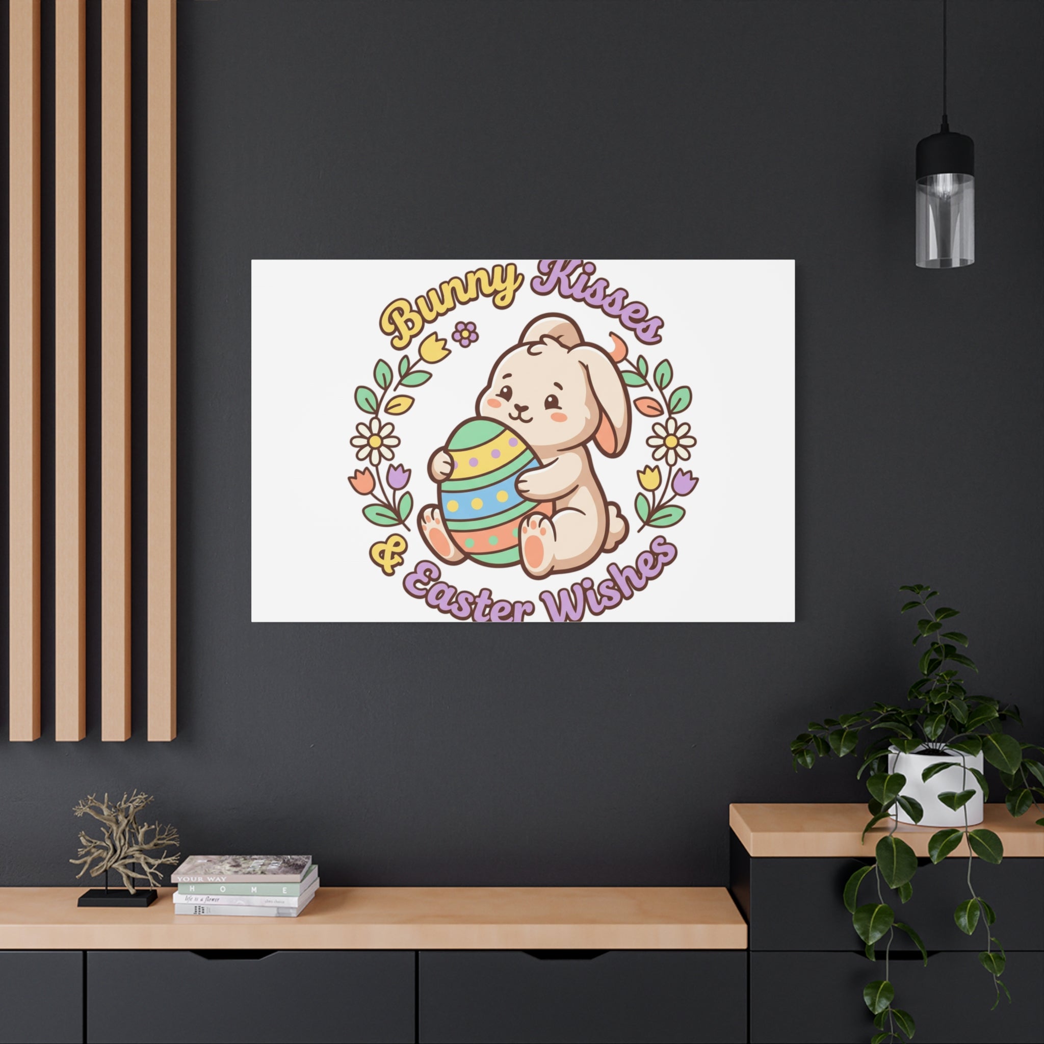 Bunny Kisses Easter Wishes Canvas | Easter Bunny Aesthetic, Pastel Spring