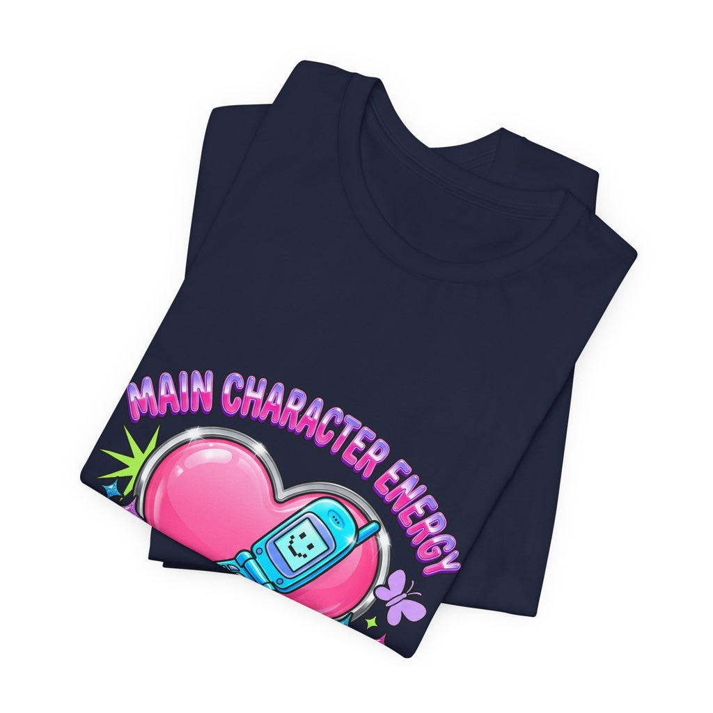 Y2K Flip Phone Heart Graphic Tee | 2000s Aesthetic, Retro Internet Shirt