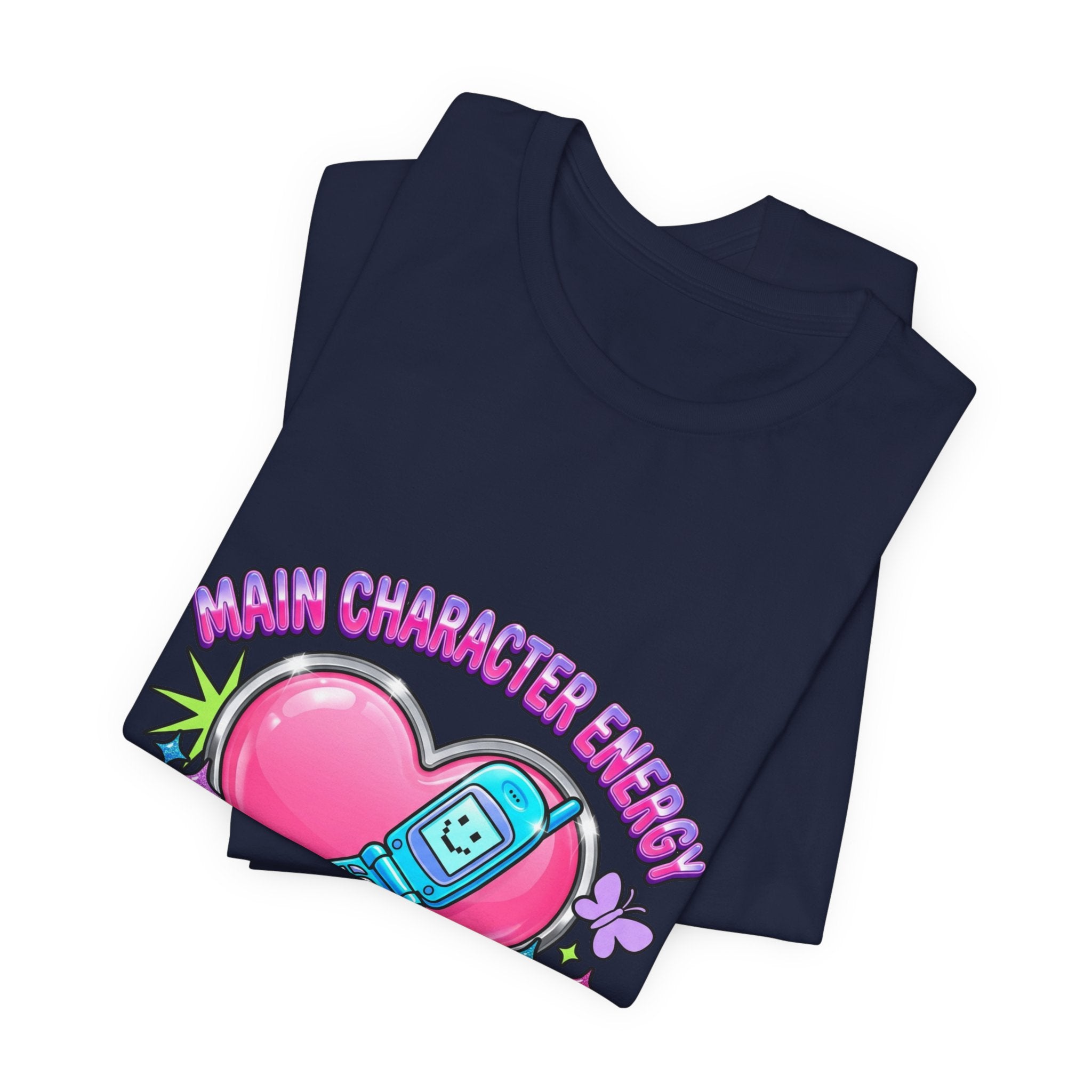 Y2K Flip Phone Heart Graphic Tee | 2000s Aesthetic, Retro Internet Shirt