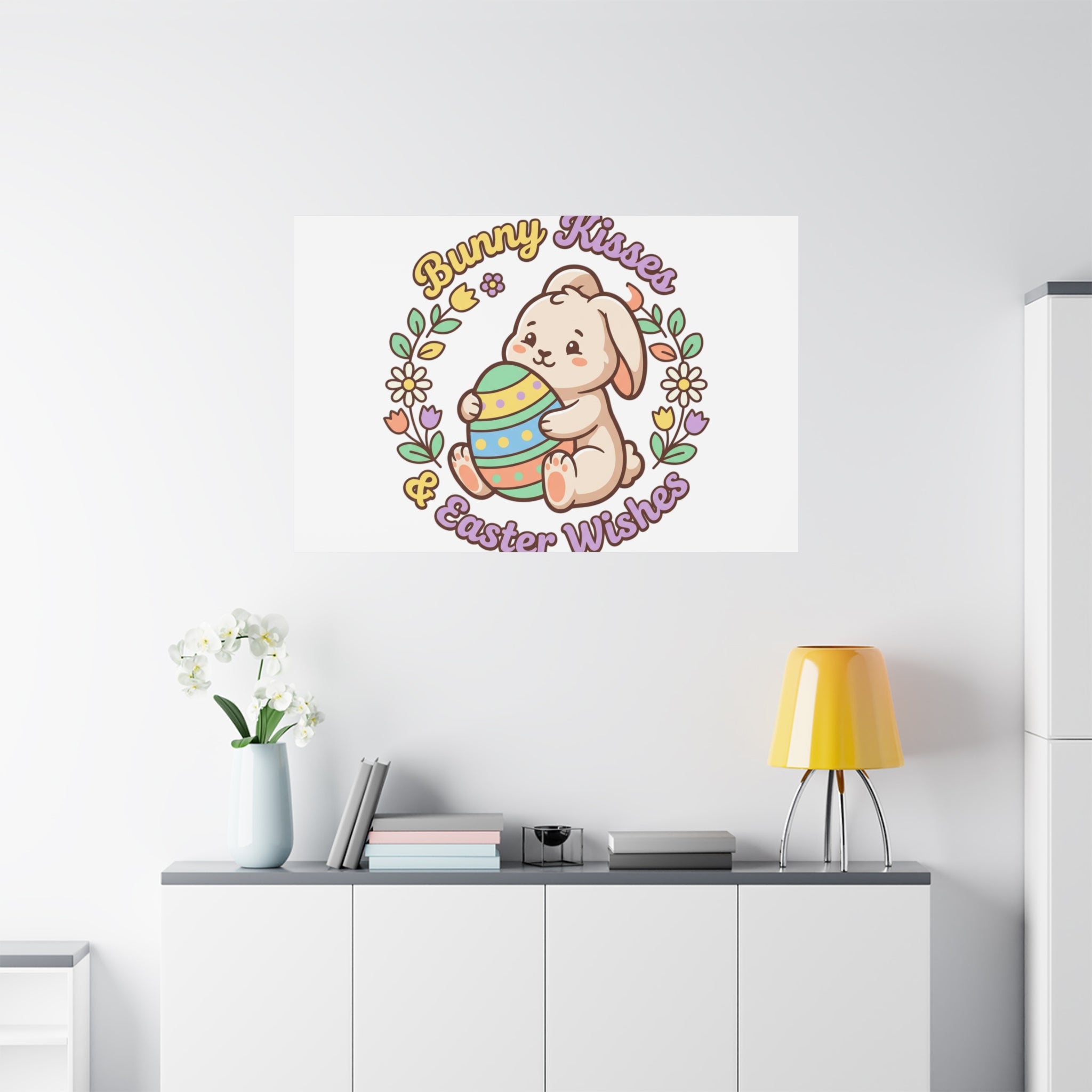 Bunny Kisses Easter Wishes Canvas | Easter Bunny Aesthetic, Pastel Spring