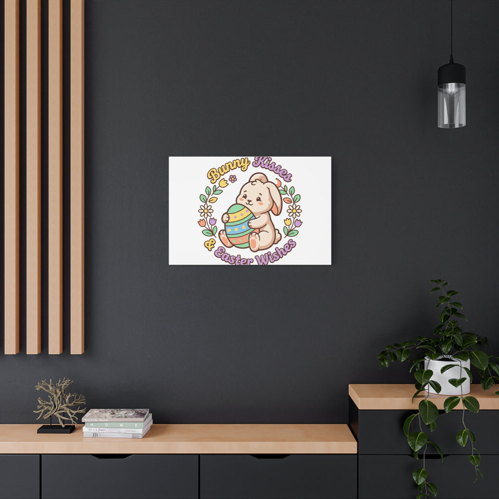 Bunny Kisses Easter Wishes Canvas | Easter Bunny Aesthetic, Pastel Spring