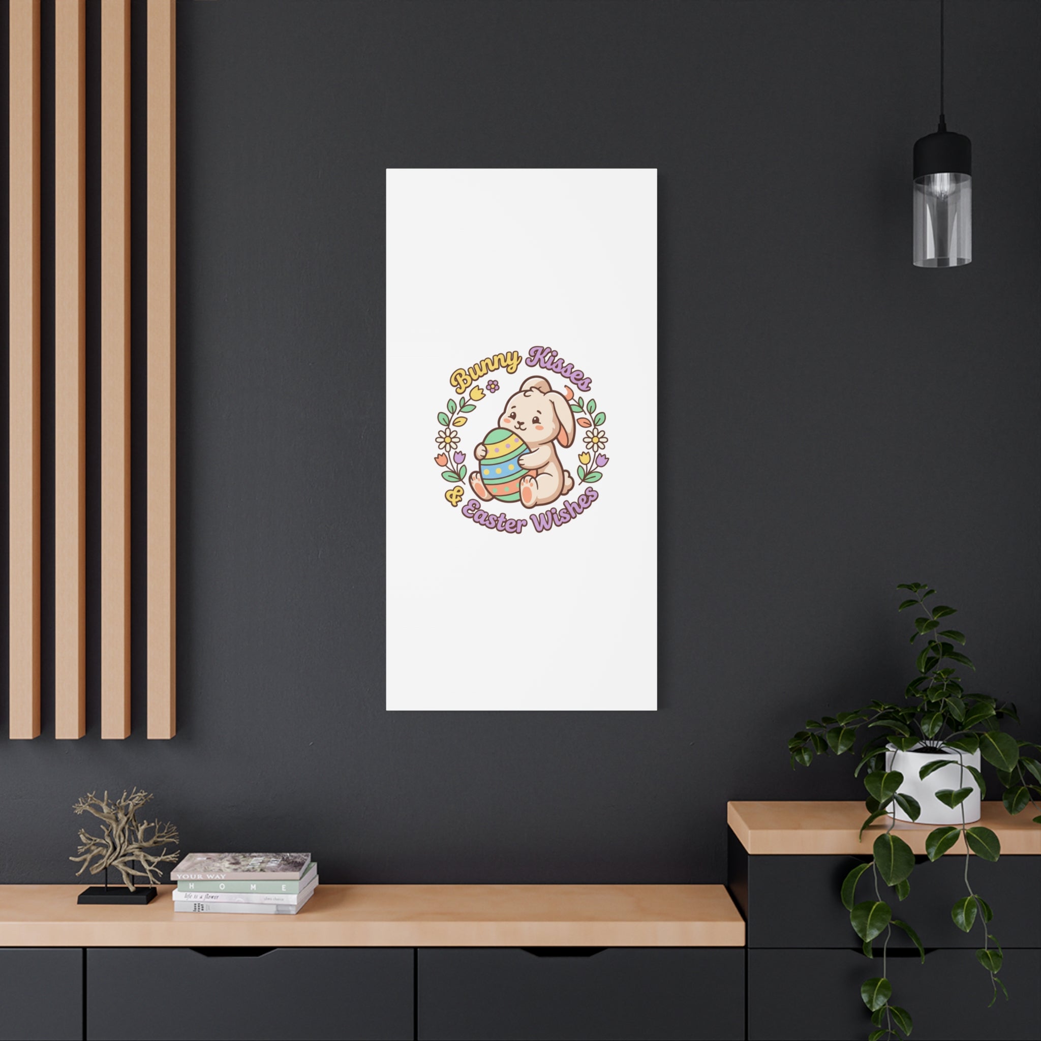 Bunny Kisses Easter Wishes Canvas | Easter Bunny Aesthetic, Pastel Spring