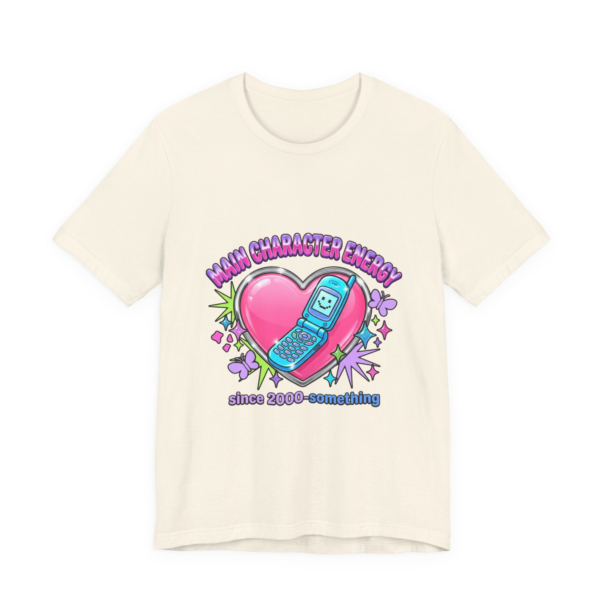 Y2K Flip Phone Heart Graphic Tee | 2000s Aesthetic, Retro Internet Shirt
