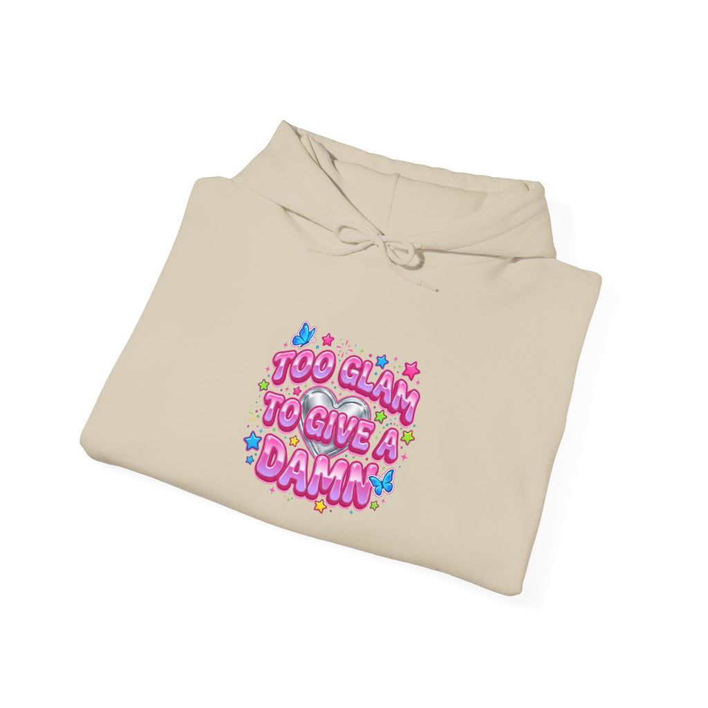 Too Glam To Give A Damn Hoodie | Y2K aesthetic, 2000s retro internet