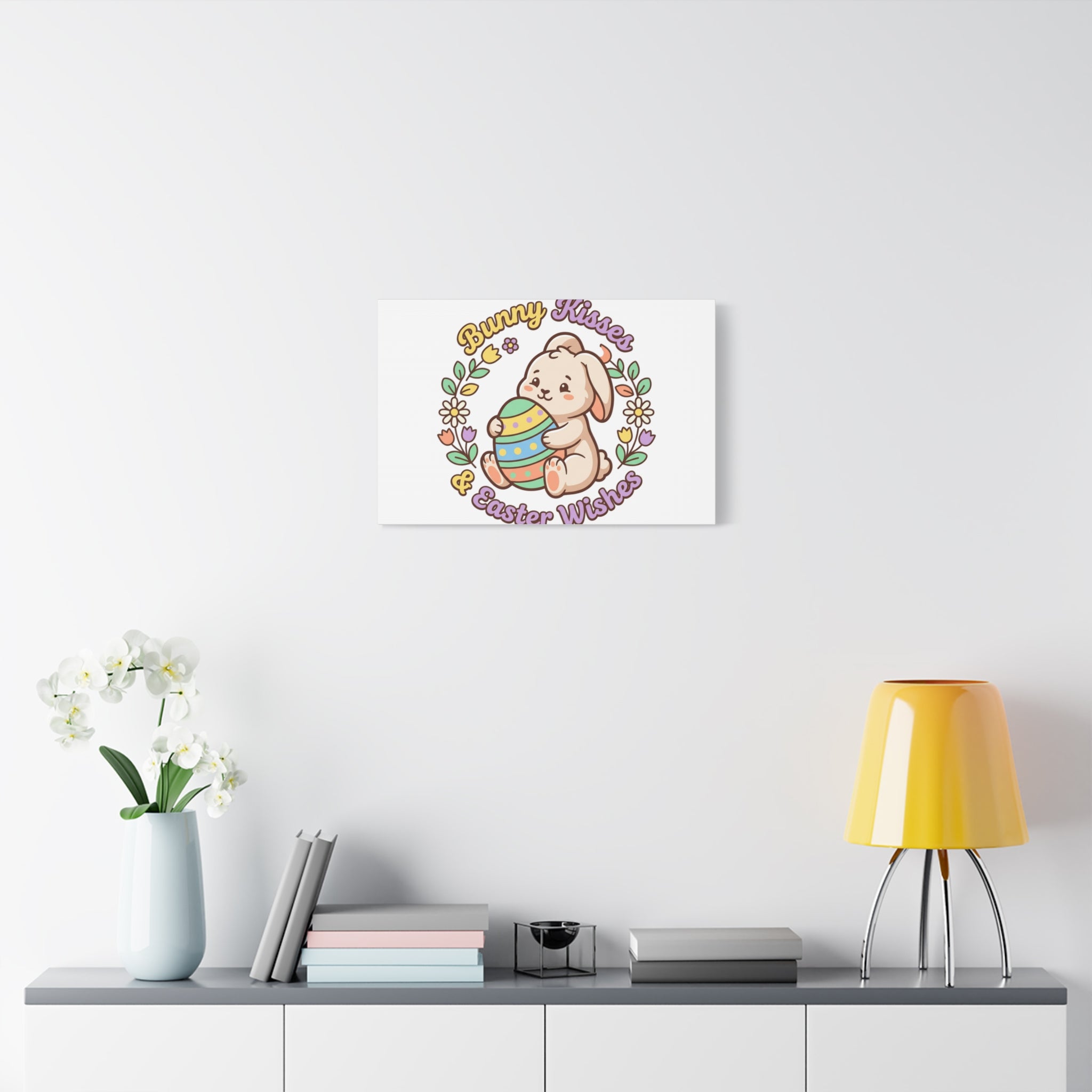 Bunny Kisses Easter Wishes Canvas | Easter Bunny Aesthetic, Pastel Spring