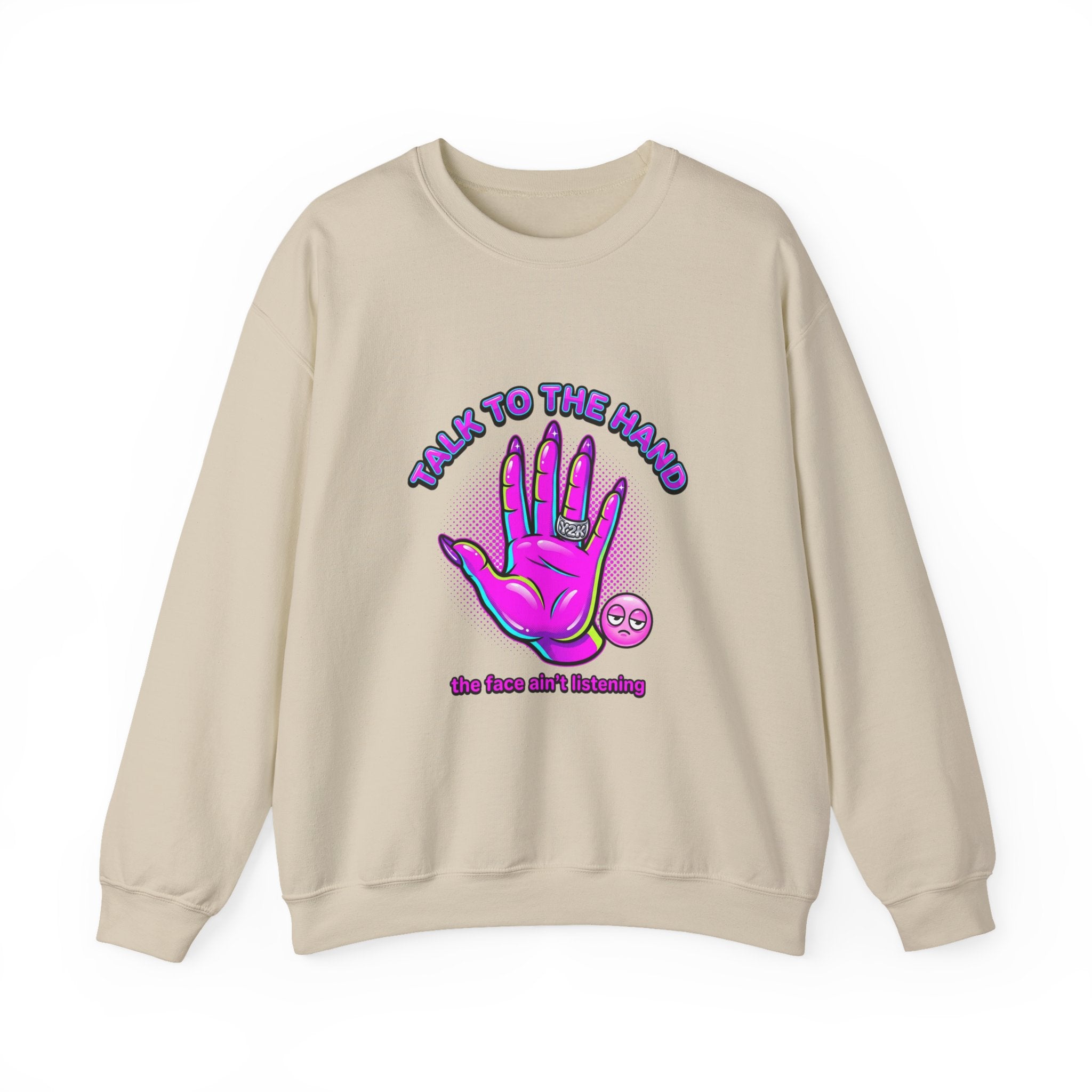 Talk to the Hand graphic crewneck sweatshirt | Y2K aesthetic, retro internet