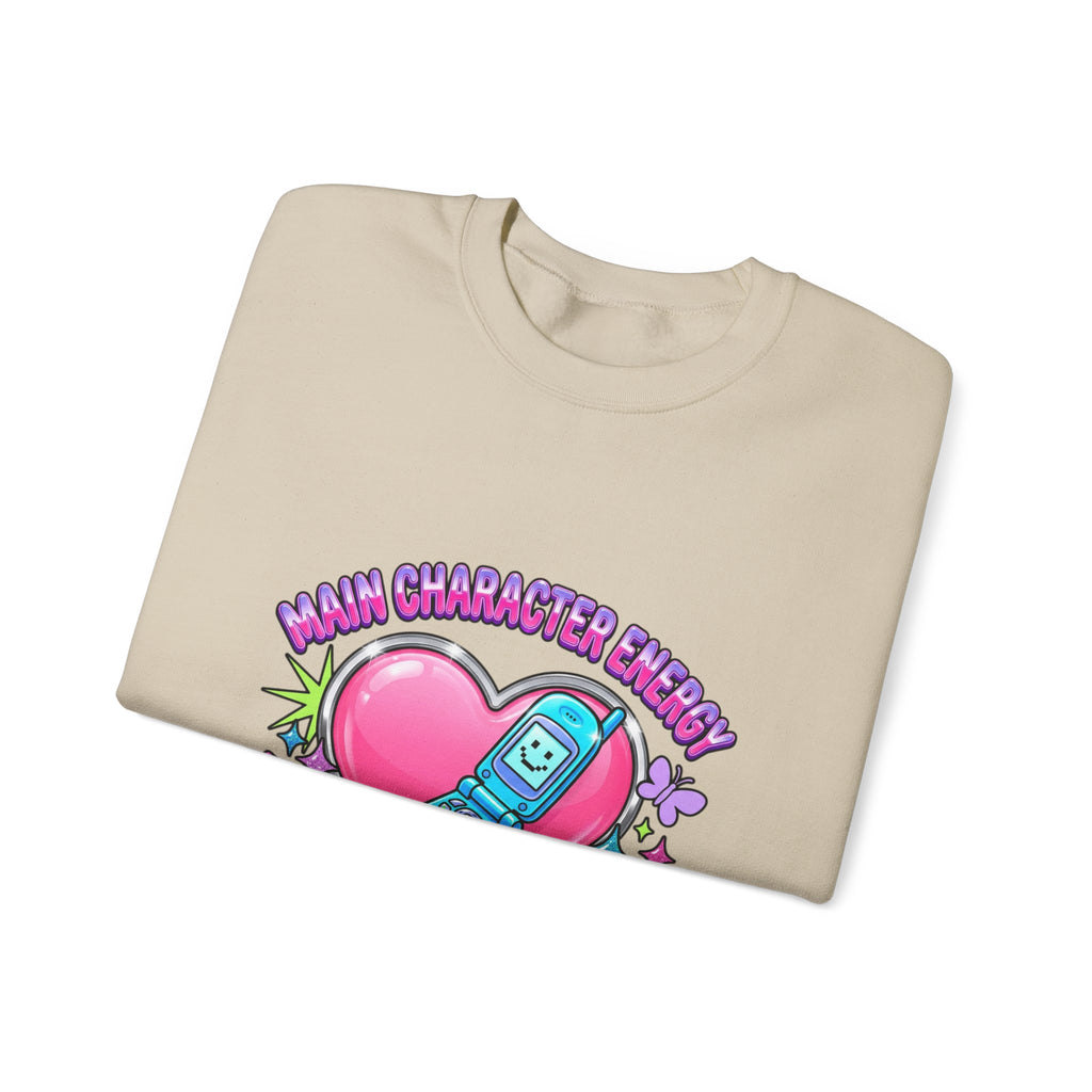 Flirty Y2K Phone Heart Graphic Sweatshirt | 2000s Aesthetic, Retro Internet