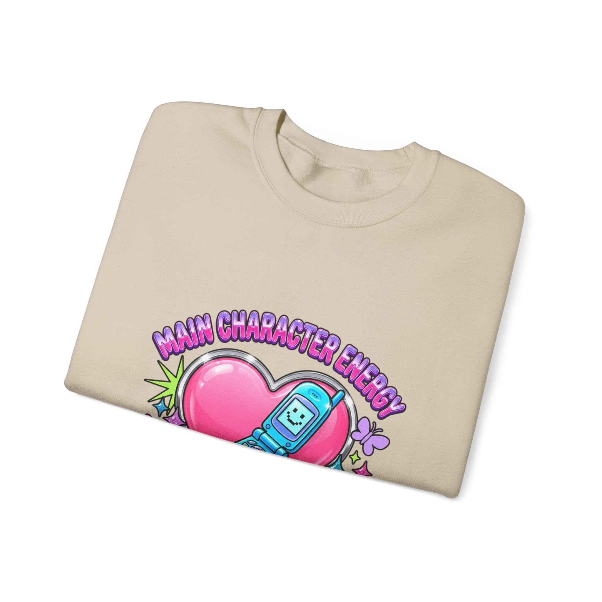Flirty Y2K Phone Heart Graphic Sweatshirt | 2000s Aesthetic, Retro Internet