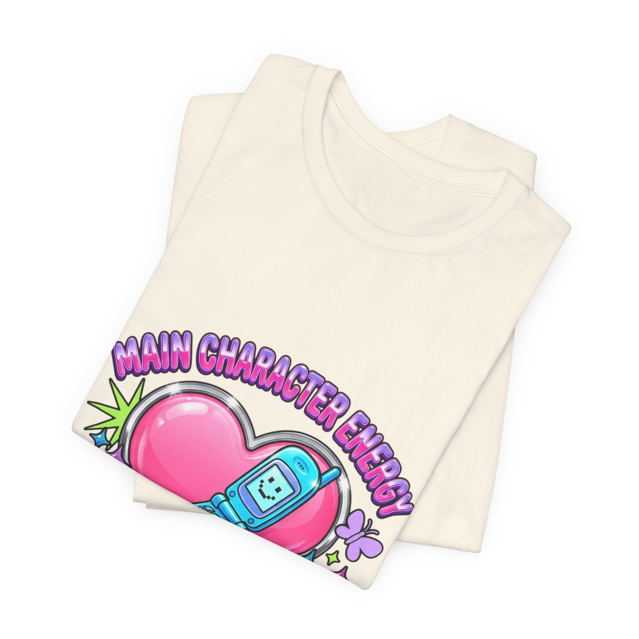 Y2K Flip Phone Heart Graphic Tee | 2000s Aesthetic, Retro Internet Shirt
