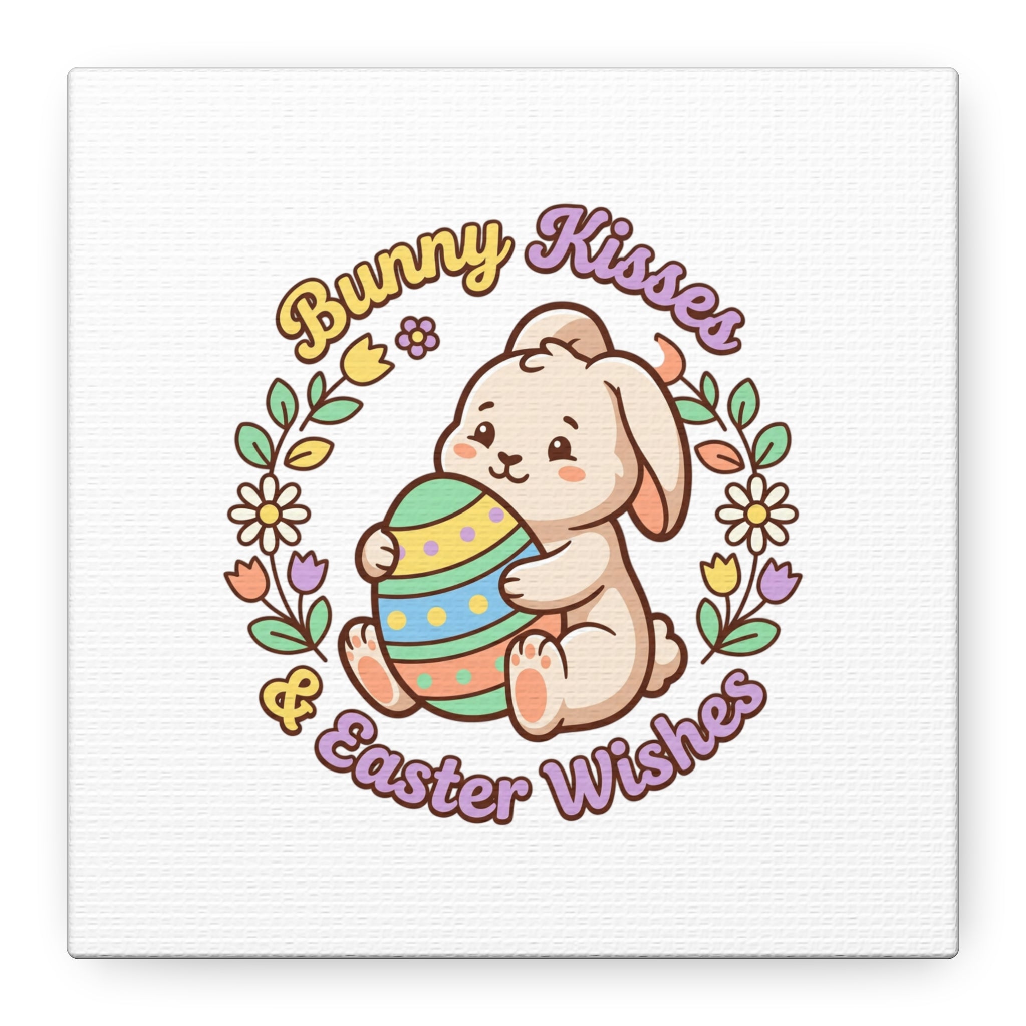 Bunny Kisses Easter Wishes Canvas | Easter Bunny Aesthetic, Pastel Spring