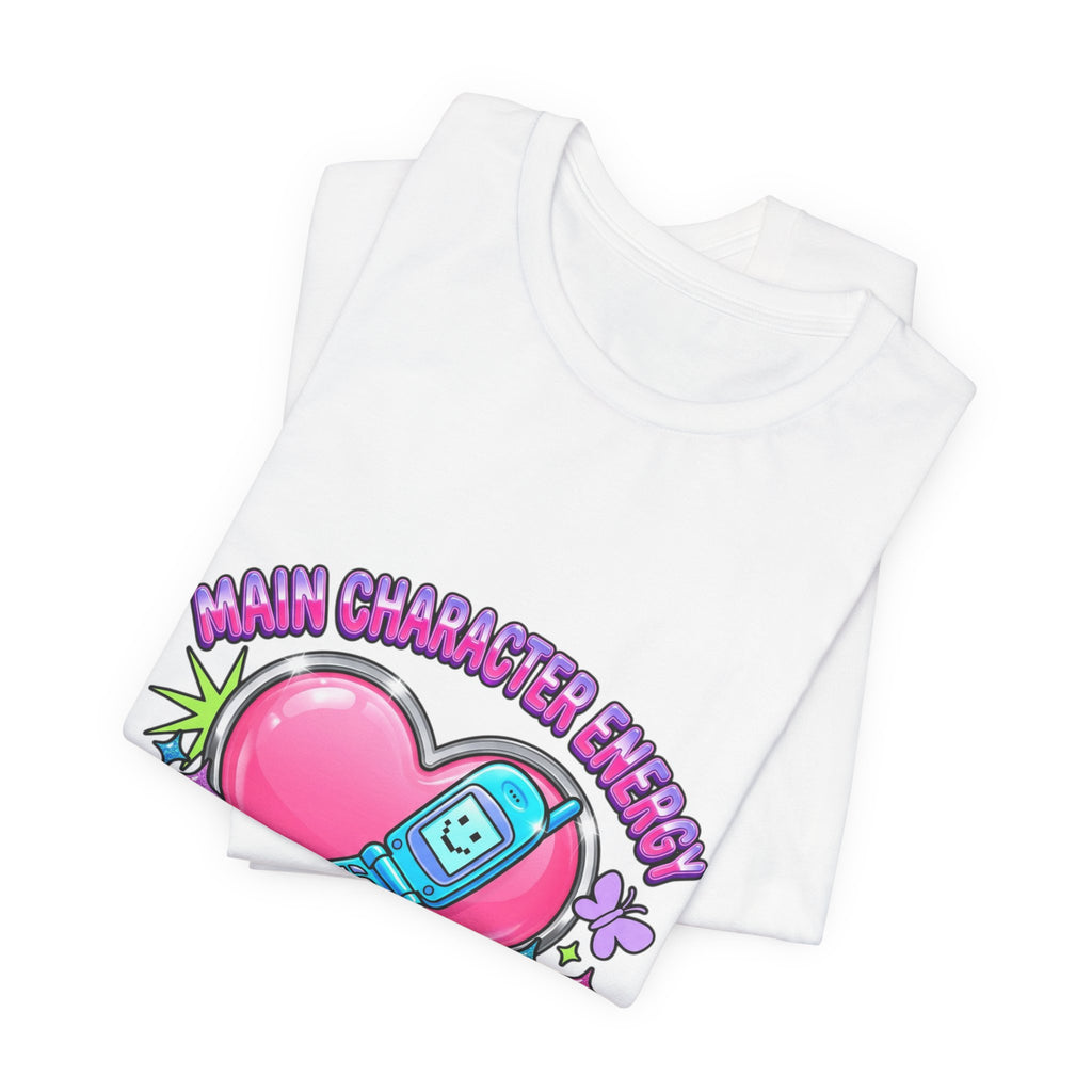 Y2K Flip Phone Heart Graphic Tee | 2000s Aesthetic, Retro Internet Shirt