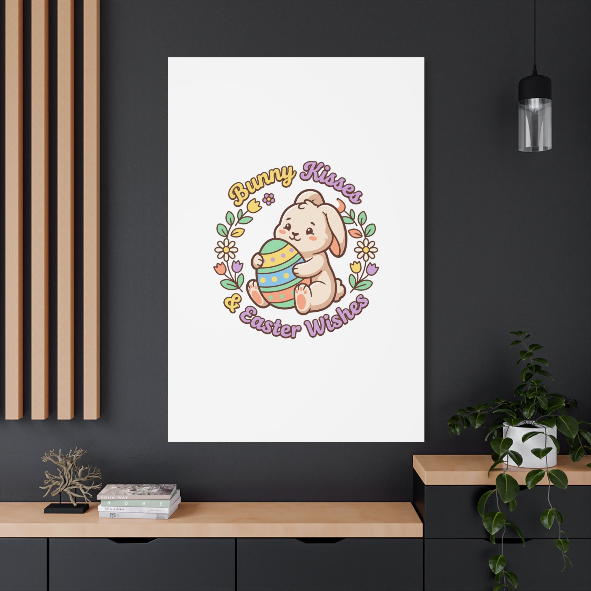 Bunny Kisses Easter Wishes Canvas | Easter Bunny Aesthetic, Pastel Spring