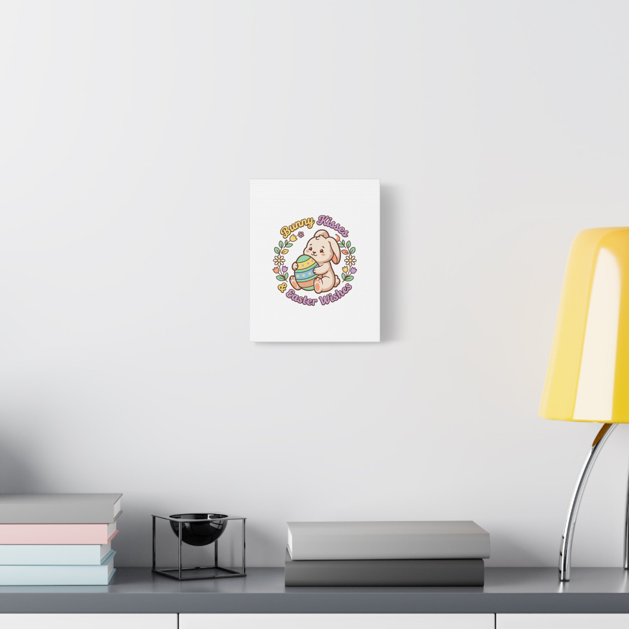 Bunny Kisses Easter Wishes Canvas | Easter Bunny Aesthetic, Pastel Spring