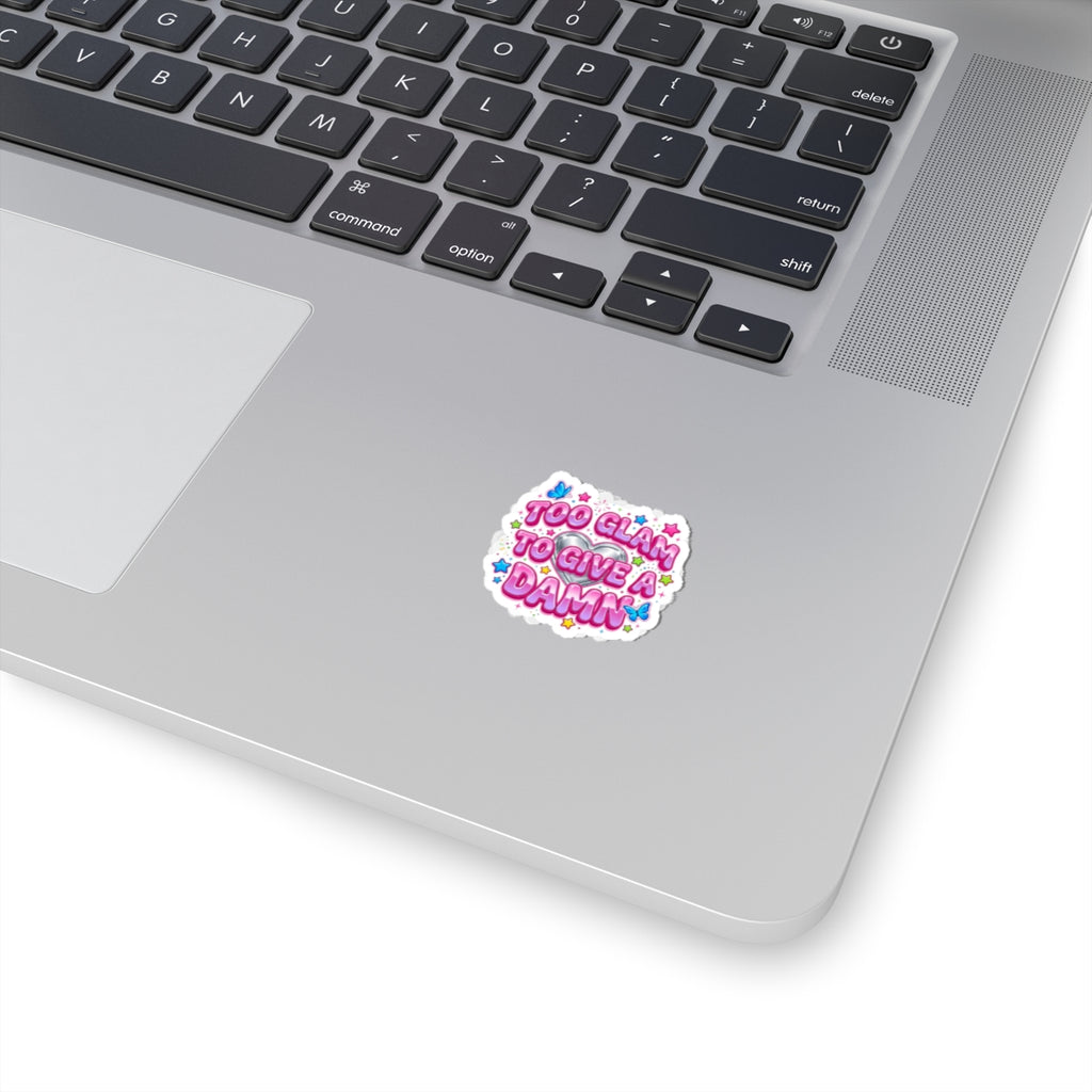 Too Glam To Give A Damn Sticker | Y2K aesthetic, 2000s retro glossy