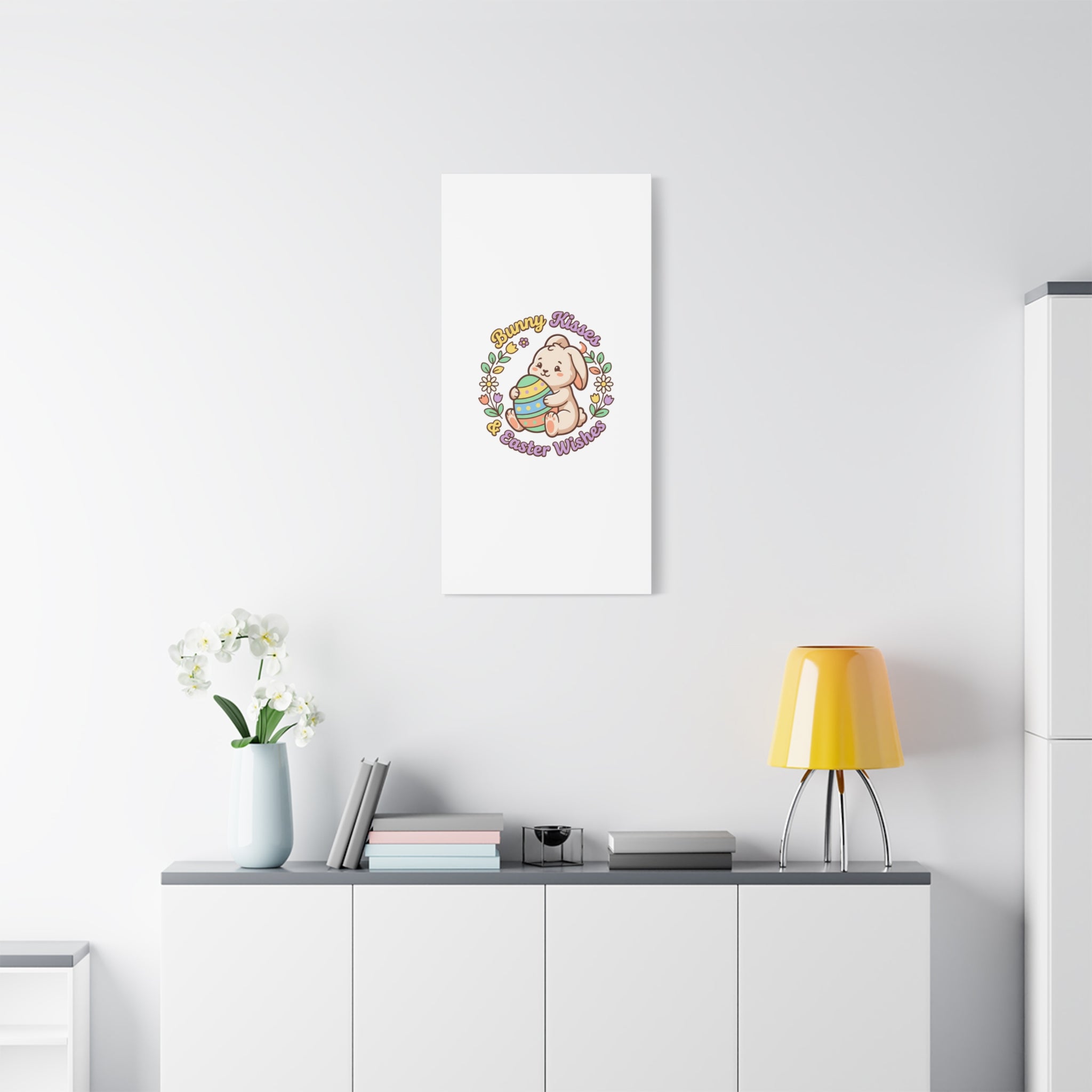 Bunny Kisses Easter Wishes Canvas | Easter Bunny Aesthetic, Pastel Spring