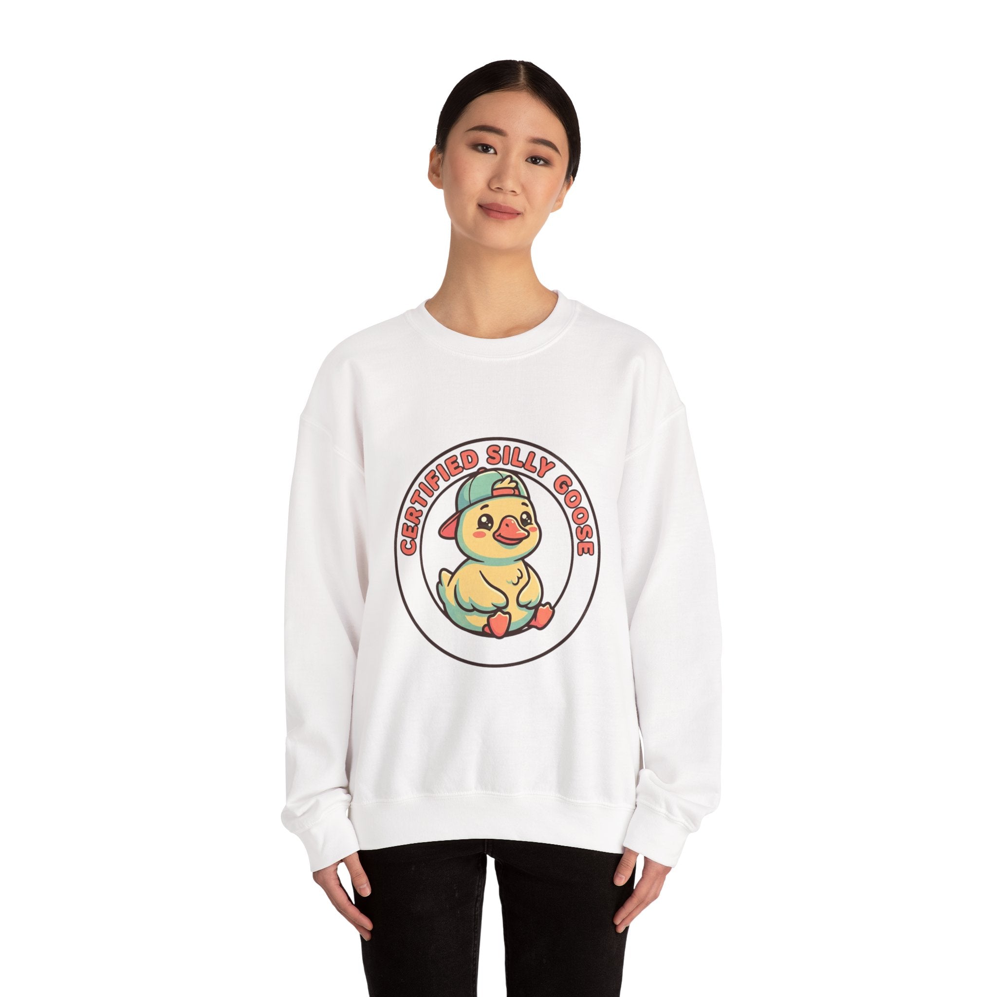 Certified Silly Goose Crewneck Sweatshirt | wholesome meme, cute animal pun