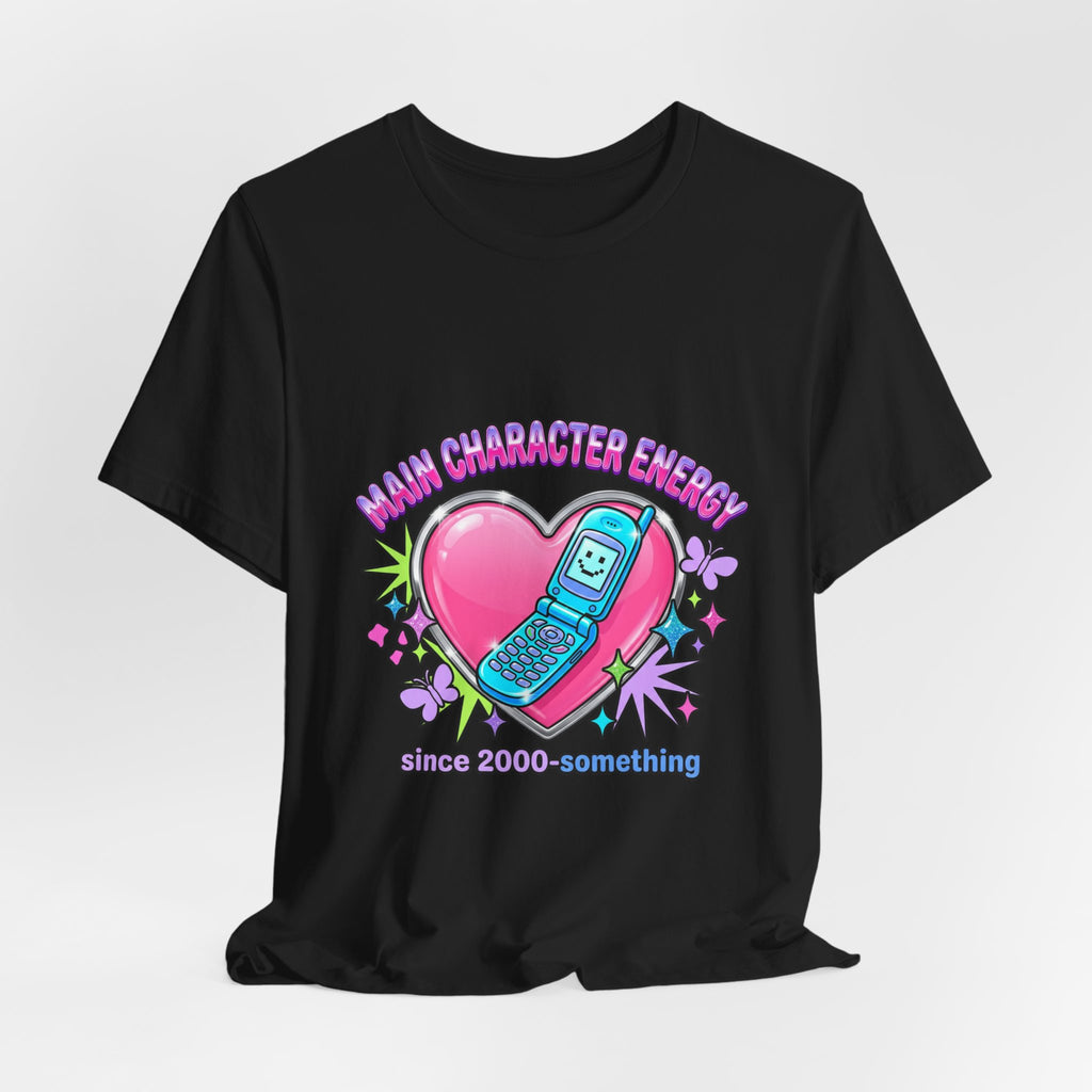 Y2K Flip Phone Heart Graphic Tee | 2000s Aesthetic, Retro Internet Shirt