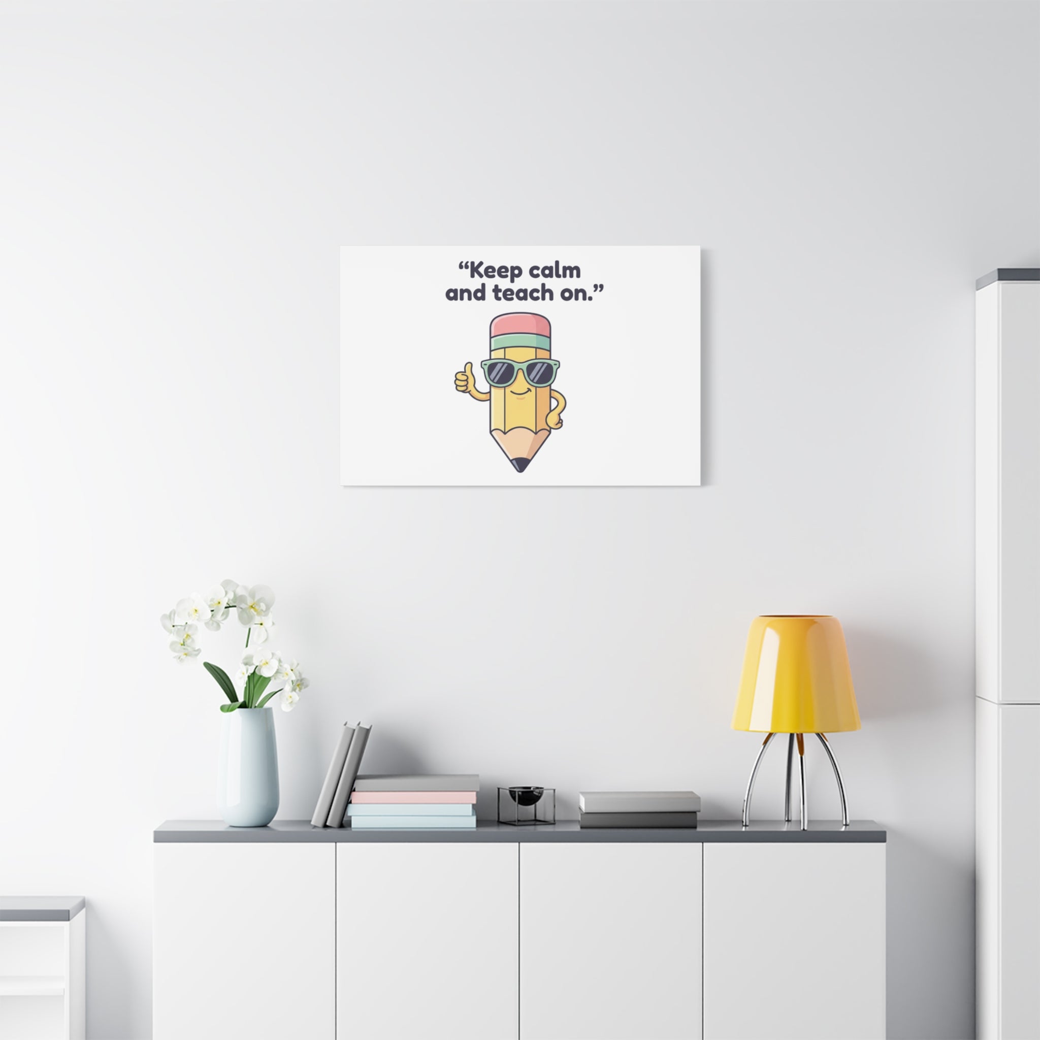 Keep Calm and Teach On Pencil Canvas, Teacher Appreciation, Teacher Life