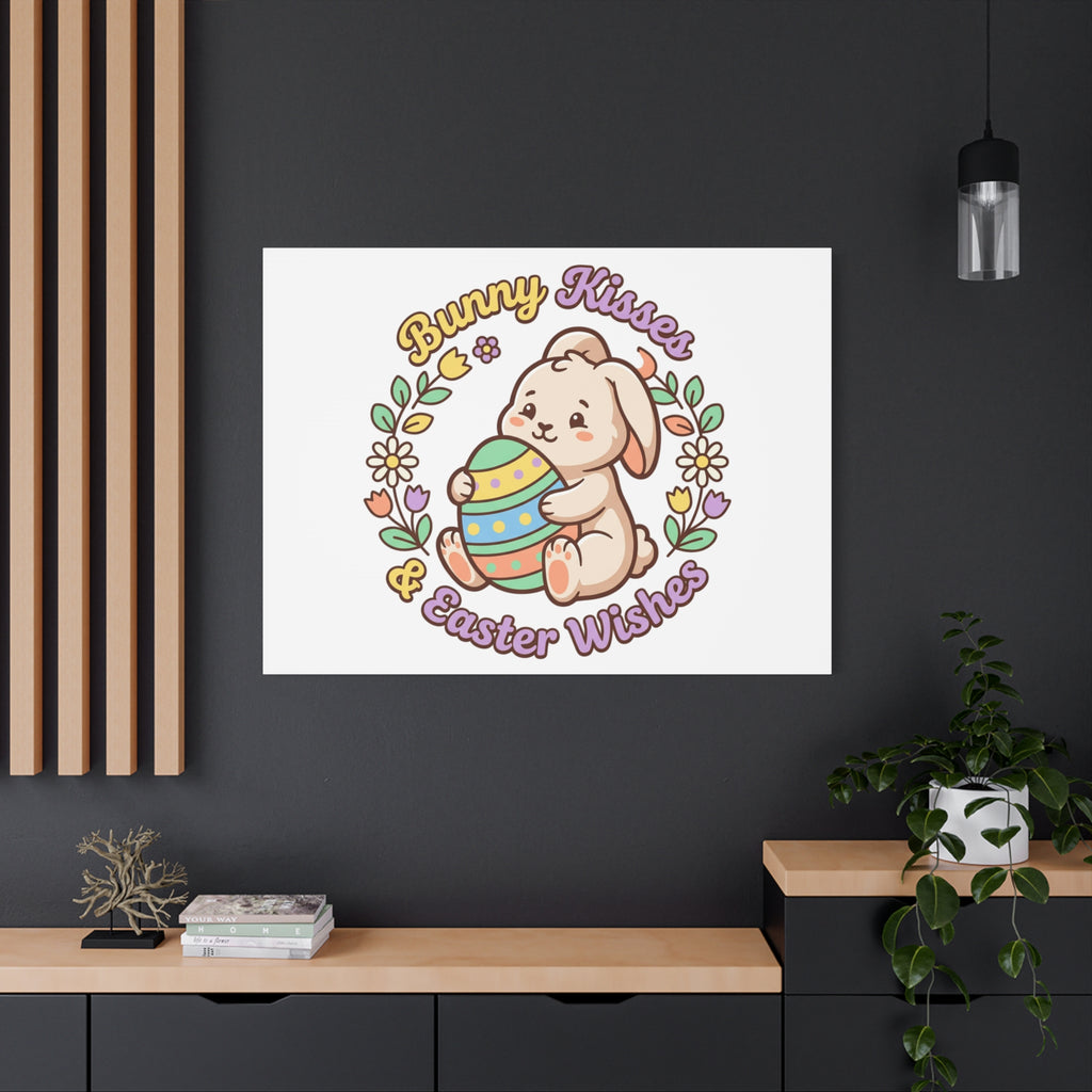 Bunny Kisses Easter Wishes Canvas | Easter Bunny Aesthetic, Pastel Spring