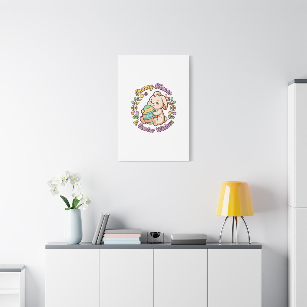 Bunny Kisses Easter Wishes Canvas | Easter Bunny Aesthetic, Pastel Spring