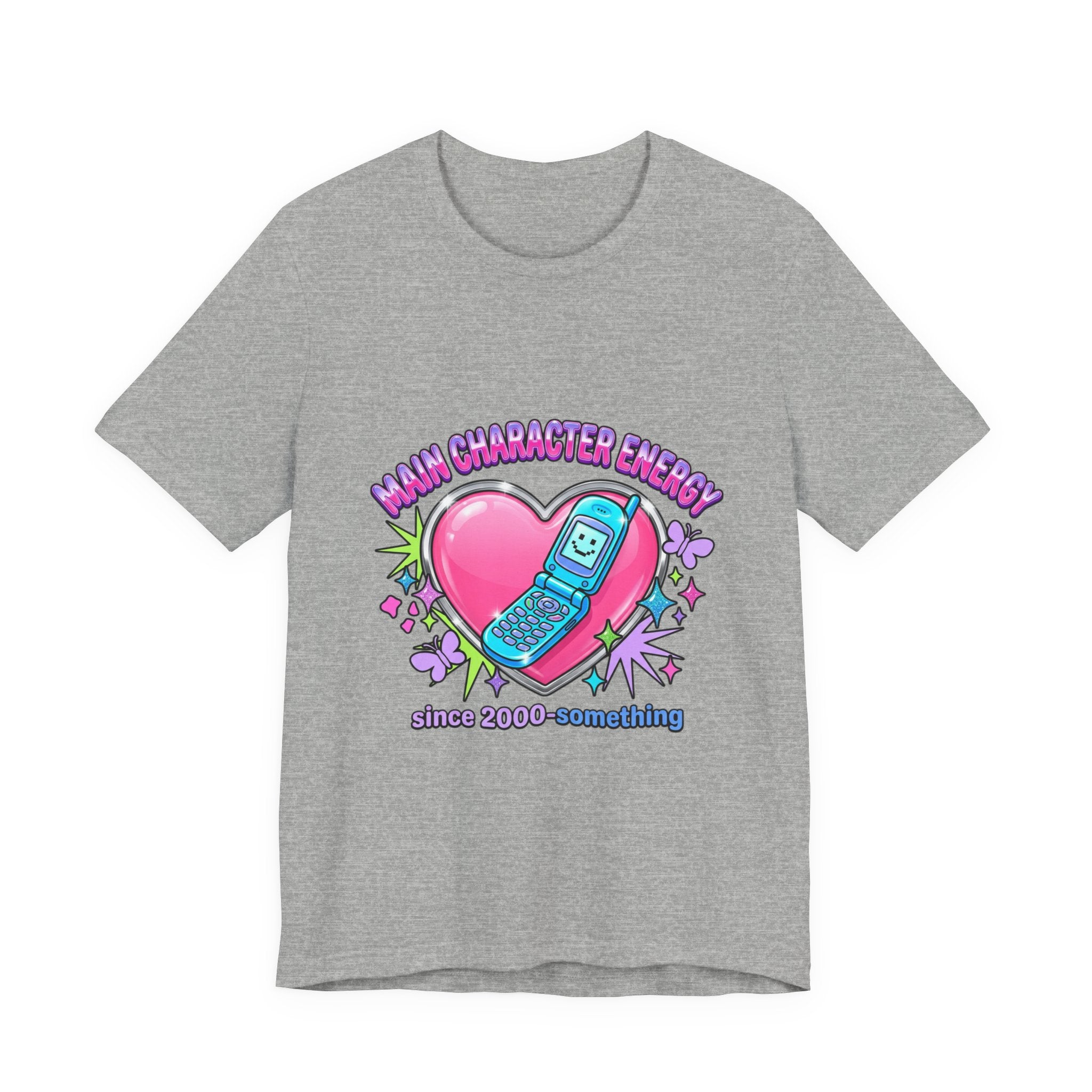 Y2K Flip Phone Heart Graphic Tee | 2000s Aesthetic, Retro Internet Shirt