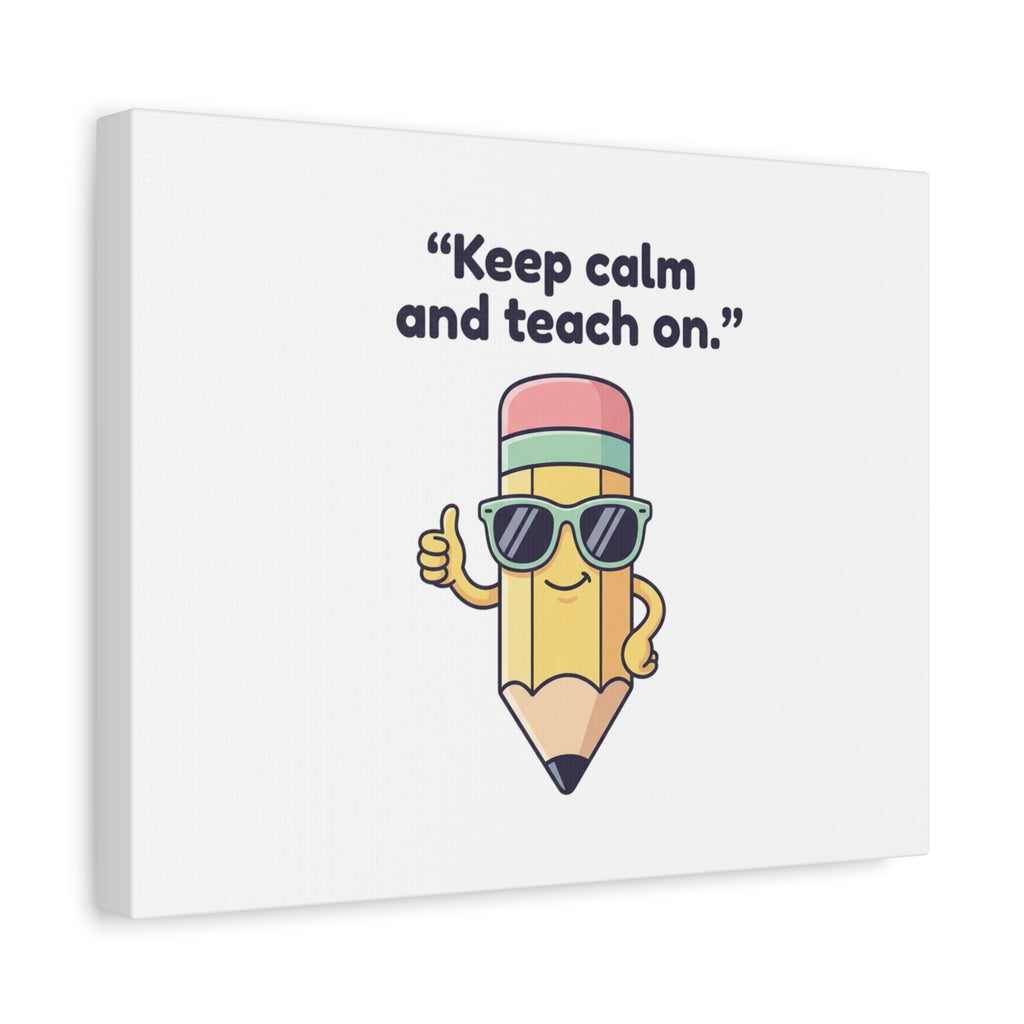 Keep Calm and Teach On Pencil Canvas, Teacher Appreciation, Teacher Life