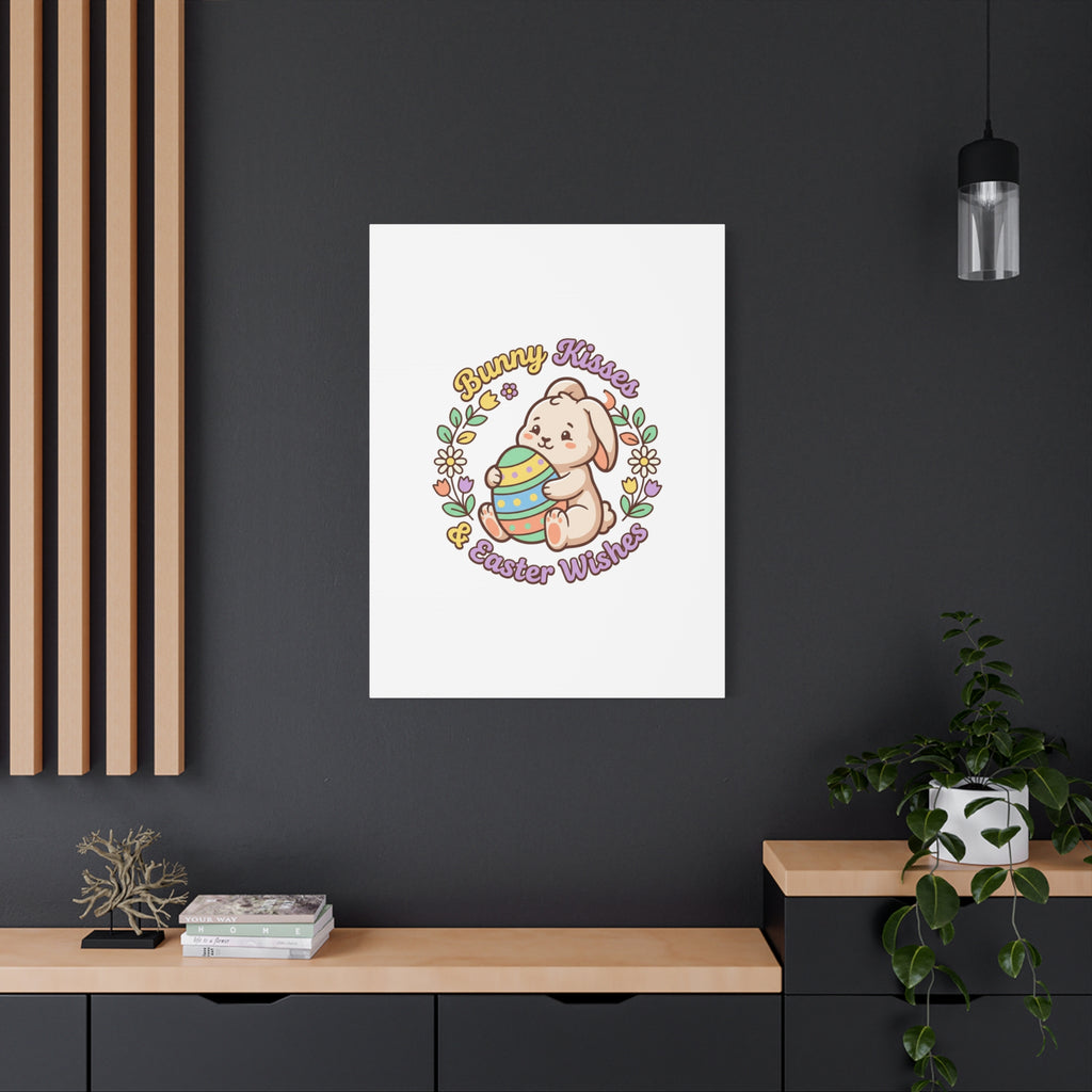 Bunny Kisses Easter Wishes Canvas | Easter Bunny Aesthetic, Pastel Spring