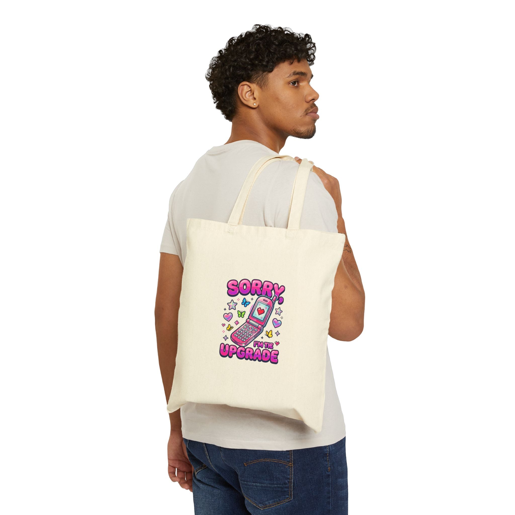 Sorry Upgrade Y2K Graphic Tote | 2000s Retro Internet, Candy Pop Aesthetic