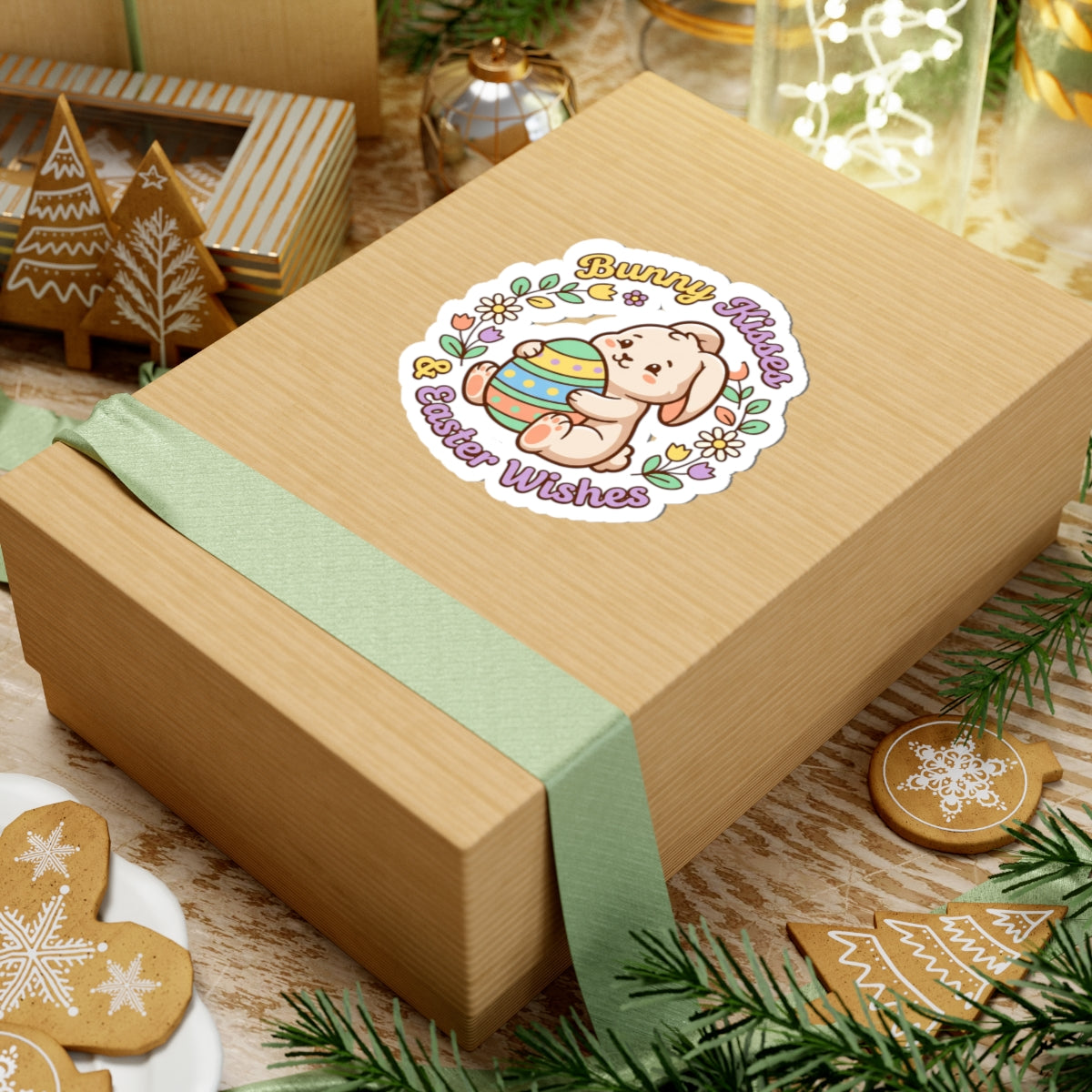 Bunny Kisses Easter Sticker | pastel spring, bunny aesthetic