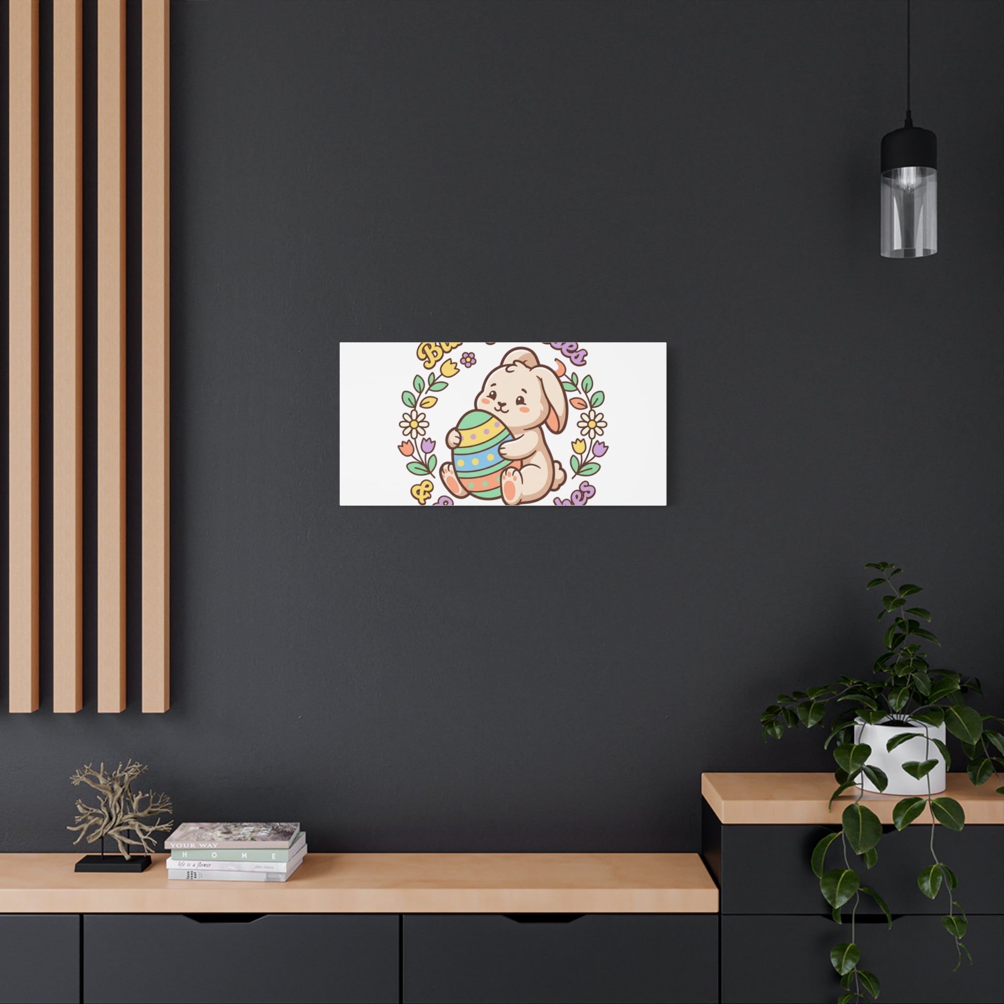Bunny Kisses Easter Wishes Canvas | Easter Bunny Aesthetic, Pastel Spring