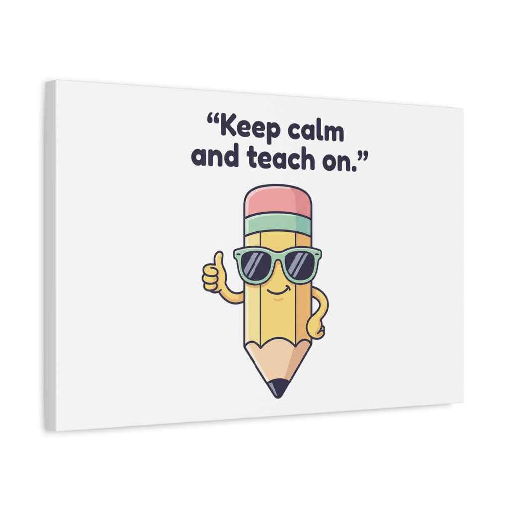 Keep Calm and Teach On Pencil Canvas, Teacher Appreciation, Teacher Life