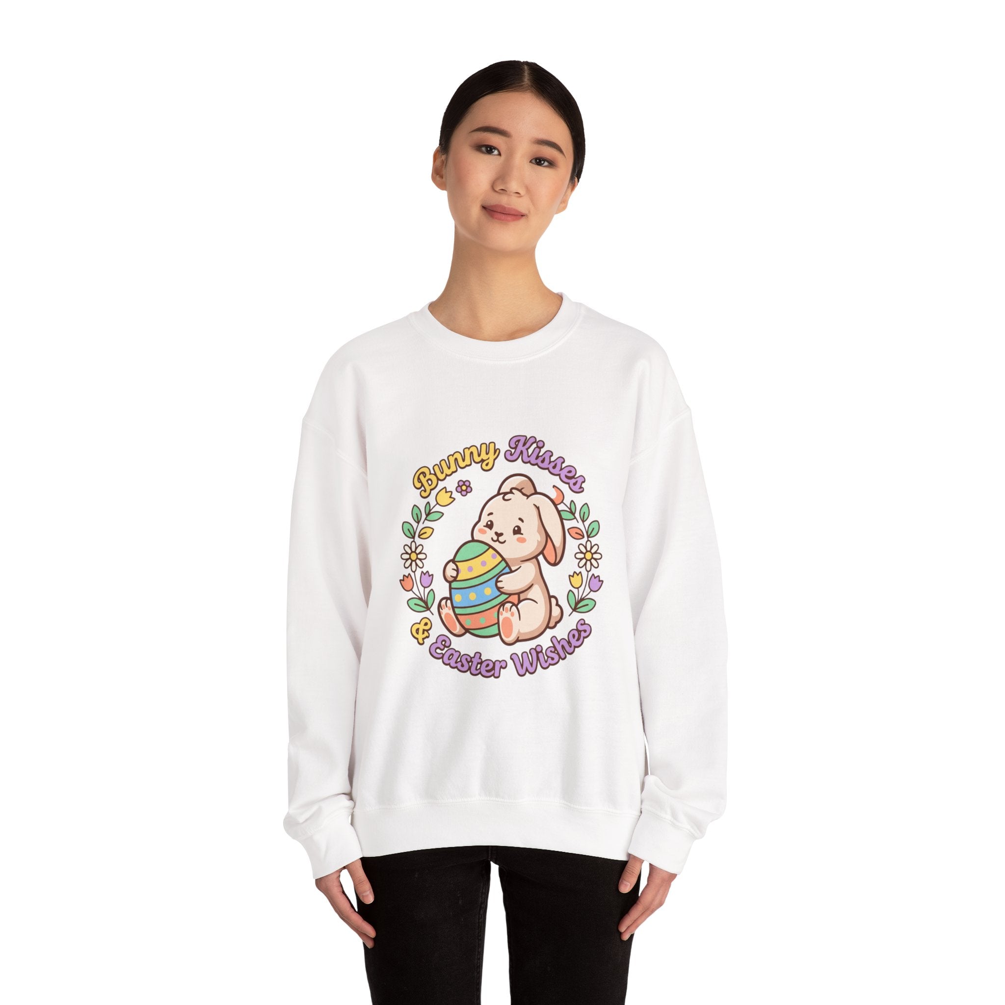 Bunny Kisses Easter Sweatshirt | pastel spring, vintage Easter cottagecore
