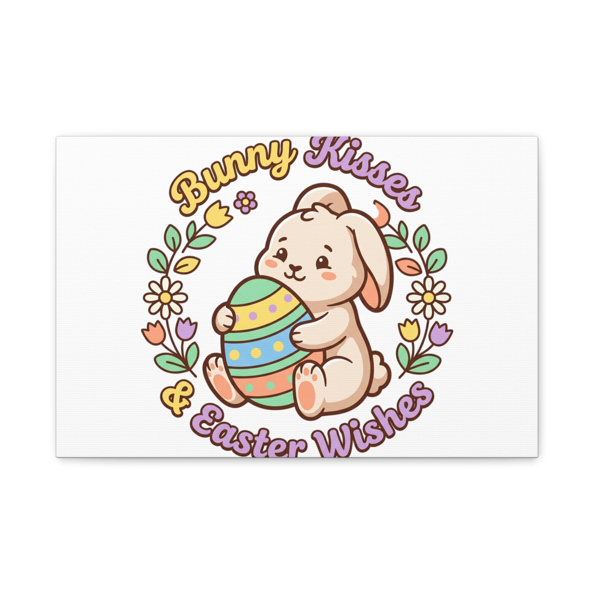 Bunny Kisses Easter Wishes Canvas | Easter Bunny Aesthetic, Pastel Spring