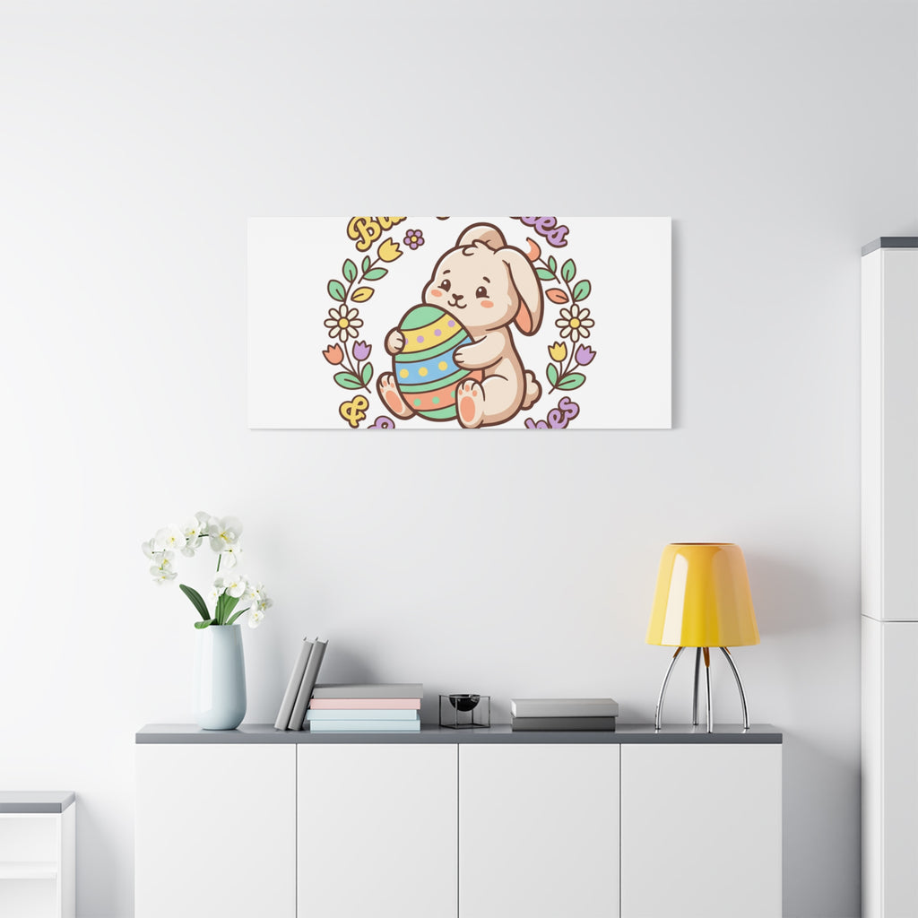 Bunny Kisses Easter Wishes Canvas | Easter Bunny Aesthetic, Pastel Spring