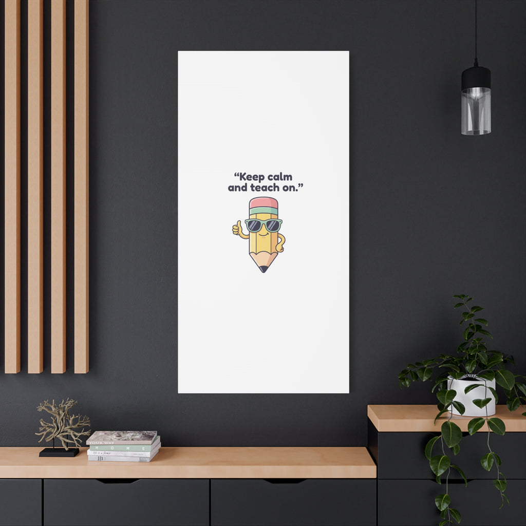 Keep Calm and Teach On Pencil Canvas, Teacher Appreciation, Teacher Life