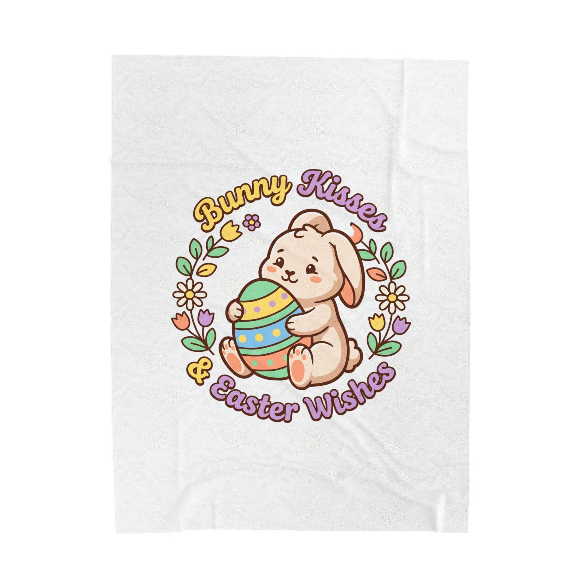 Bunny Kisses Easter Wishes Velveteen Plush Blanket | Bunny Aesthetic, Pastel Spring