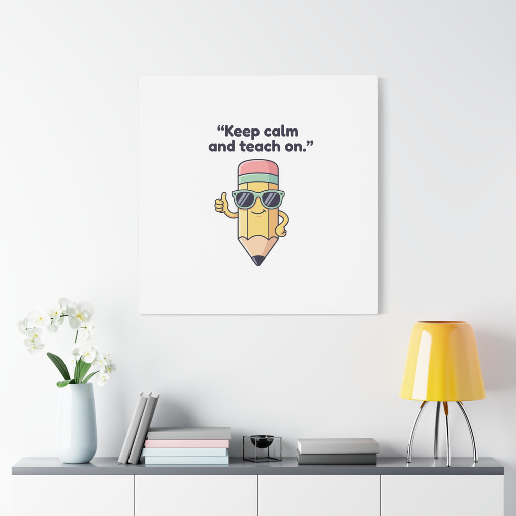 Keep Calm and Teach On Pencil Canvas, Teacher Appreciation, Teacher Life