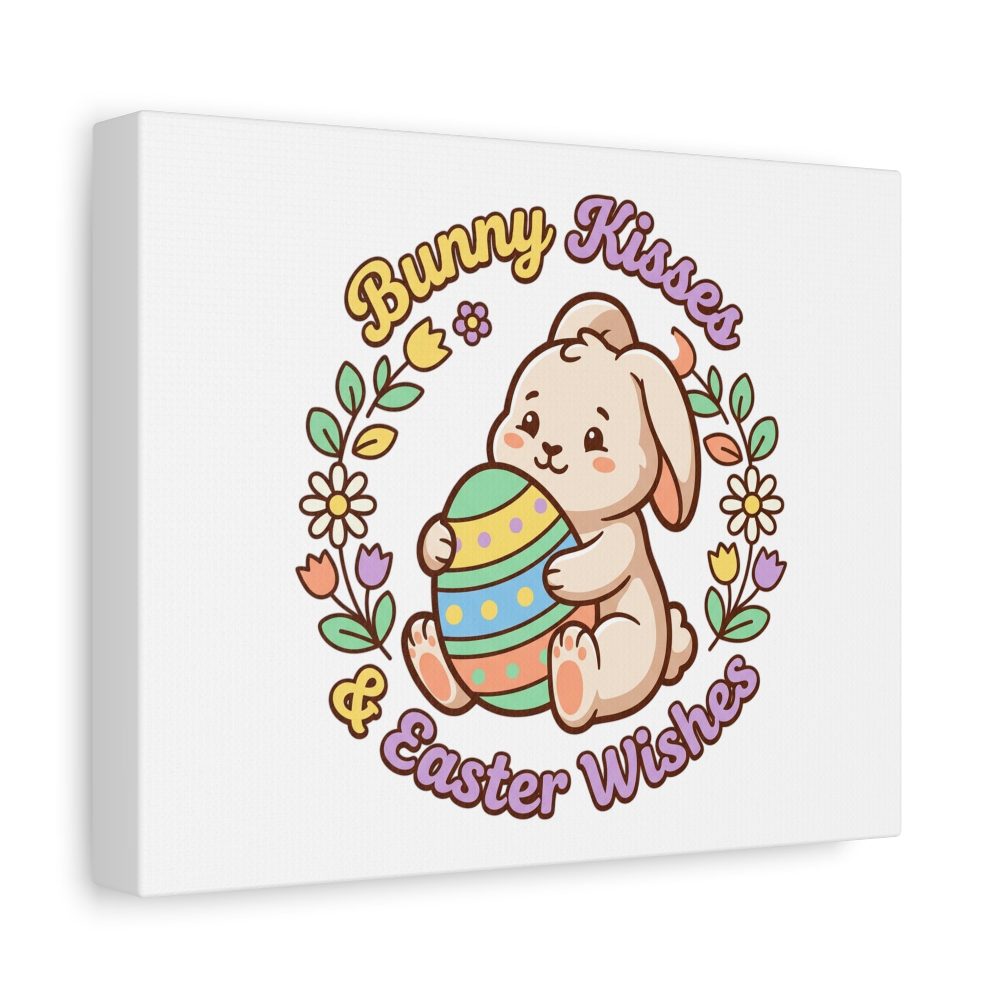 Bunny Kisses Easter Wishes Canvas | Easter Bunny Aesthetic, Pastel Spring