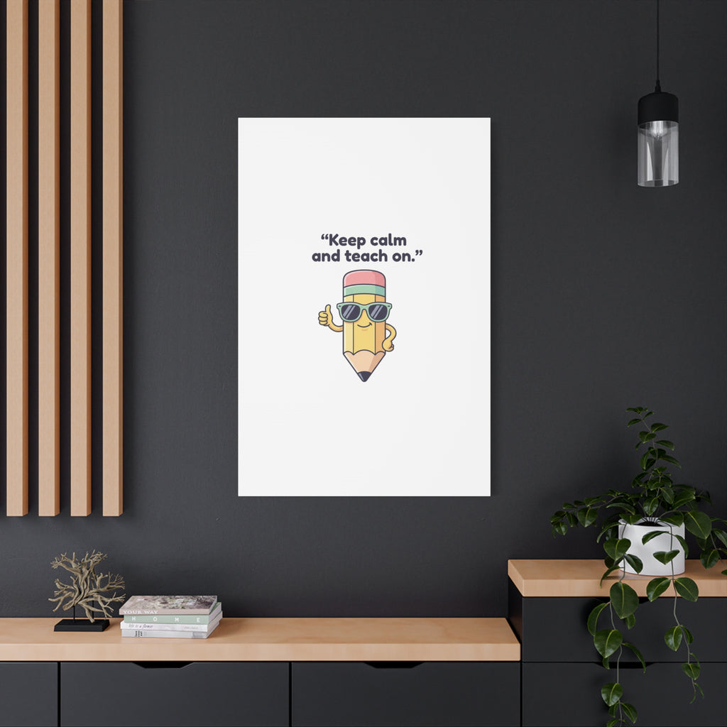 Keep Calm and Teach On Pencil Canvas, Teacher Appreciation, Teacher Life
