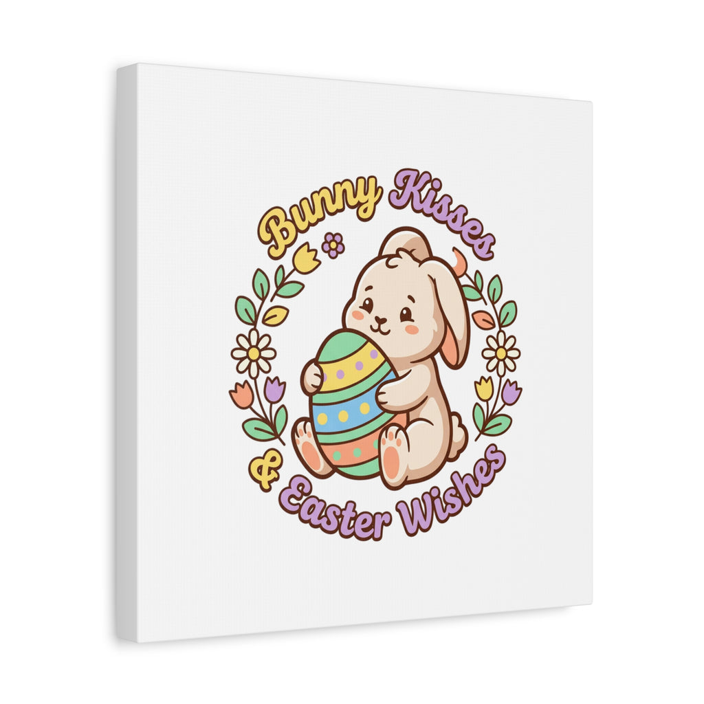 Bunny Kisses Easter Wishes Canvas | Easter Bunny Aesthetic, Pastel Spring