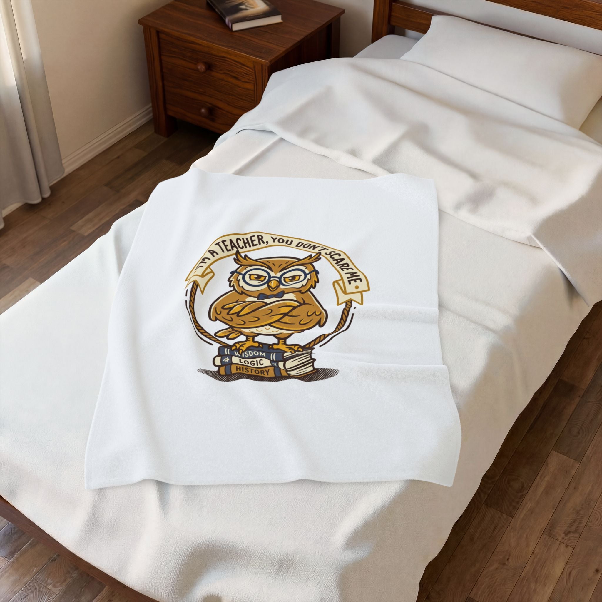 I'm a Teacher You Don't Scare Me Plush Blanket | Teacher Appreciation, School Owl